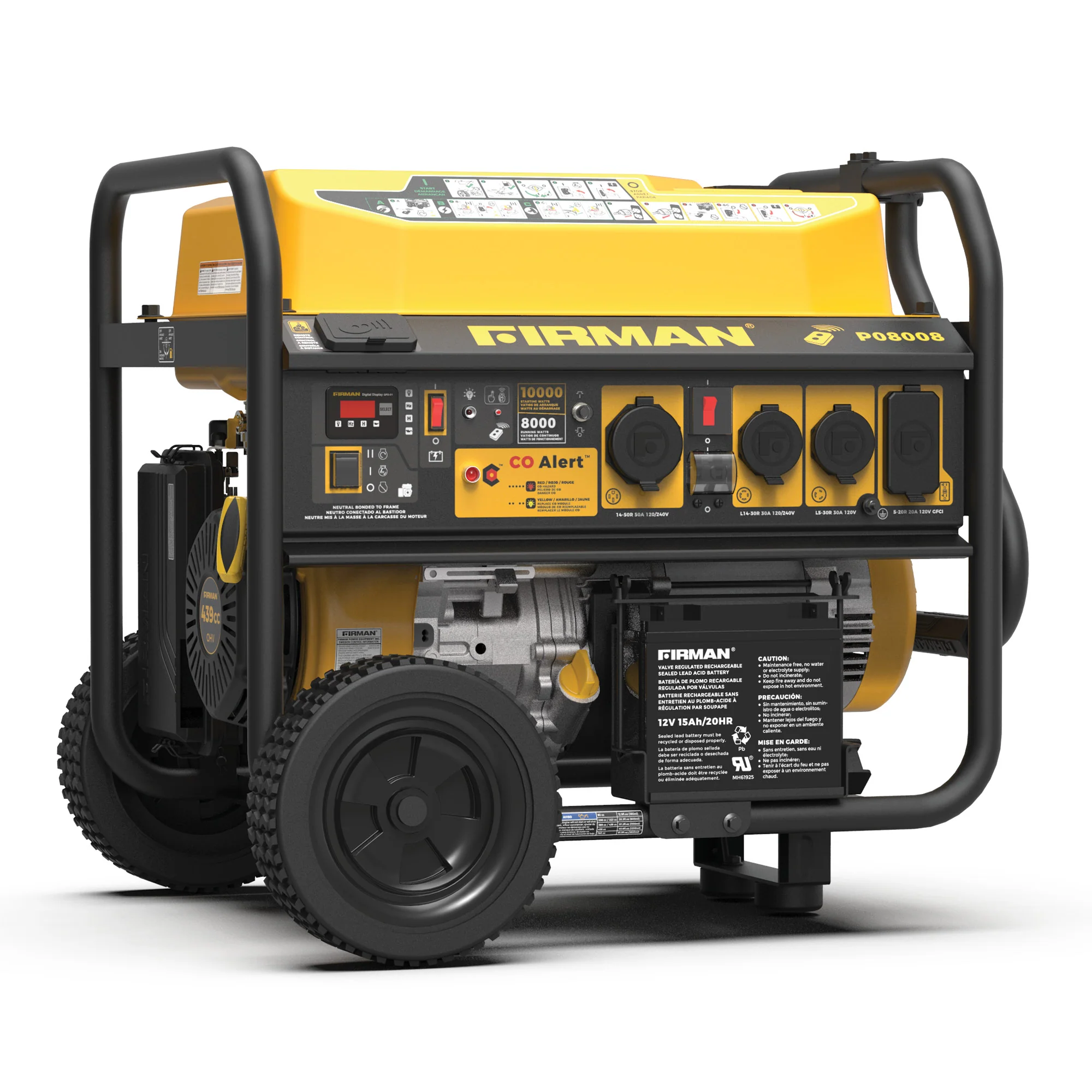 Gas Portable Generator 10000W Remote Start 120/240V with CO Alert