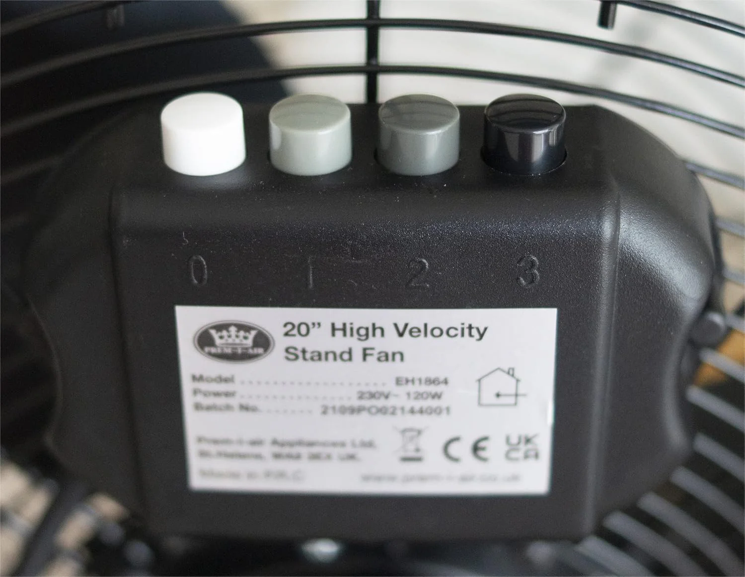 Dynastar Heavy Duty 20 inch 220 volt Fan powerful with height and speed adjustment PremIairEH1864 Fan 220v 240 volt