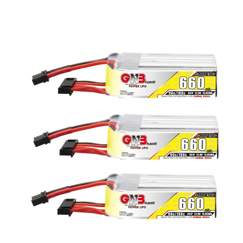 3Pcs Gaoneng GNB 1S/2S/3S/4S/6S HV Lipo Battery 660mAh 90C 180C Lipo Drone Battery