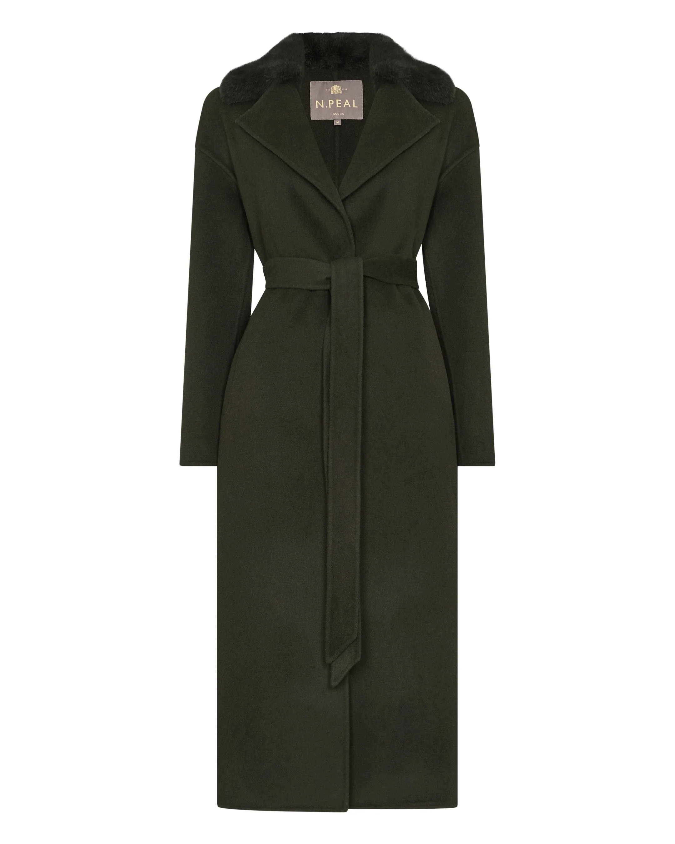 Women's Fur Collar Longline Coat Green