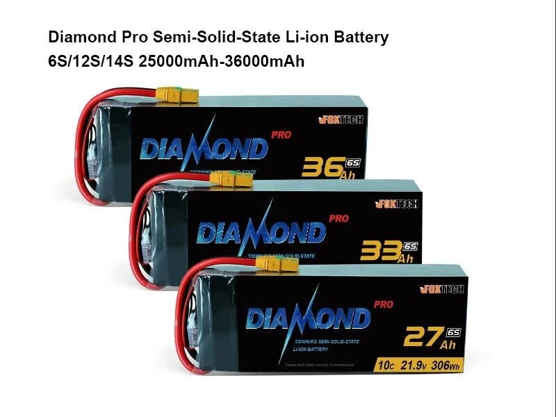 Diamond Pro 6S 21.9V 330WH/KG 27000mAh 33000mAh 36000mAh High Density Semi Solid State Li-ion Battery for UAV Drone