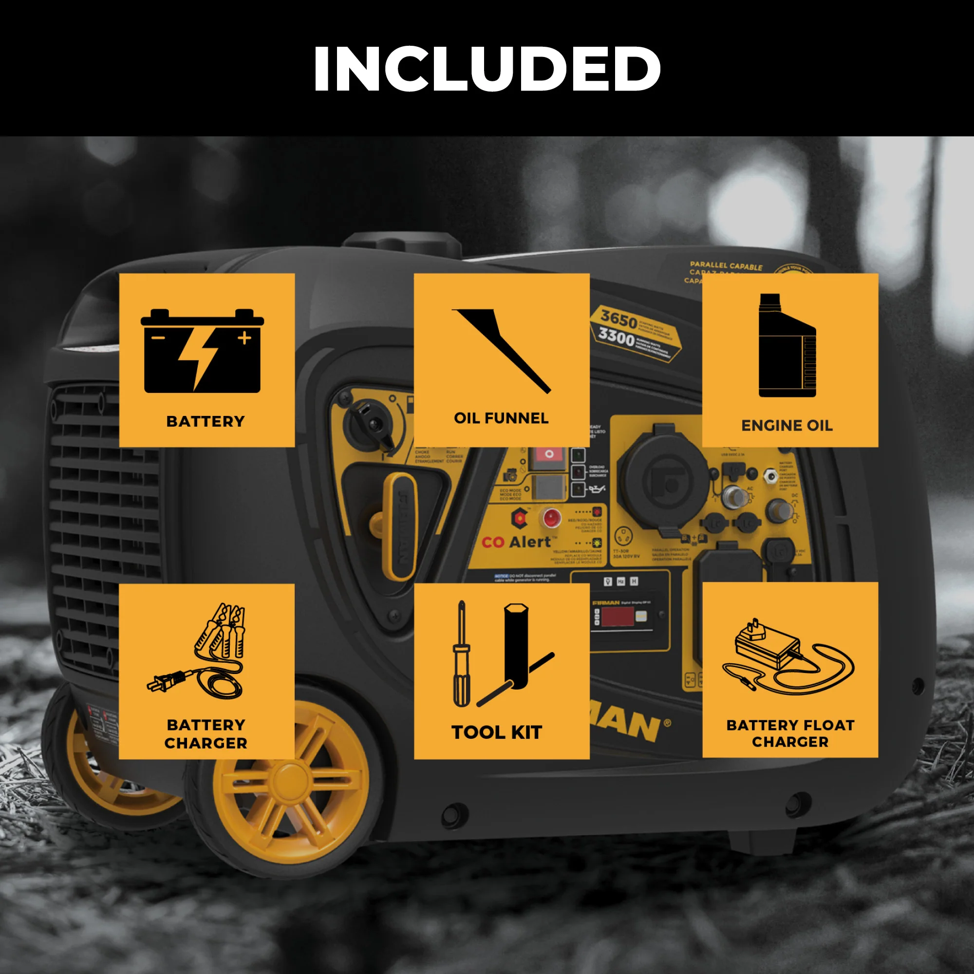 INVERTER PORTABLE GENERATOR 4125W WITH CO ALERT