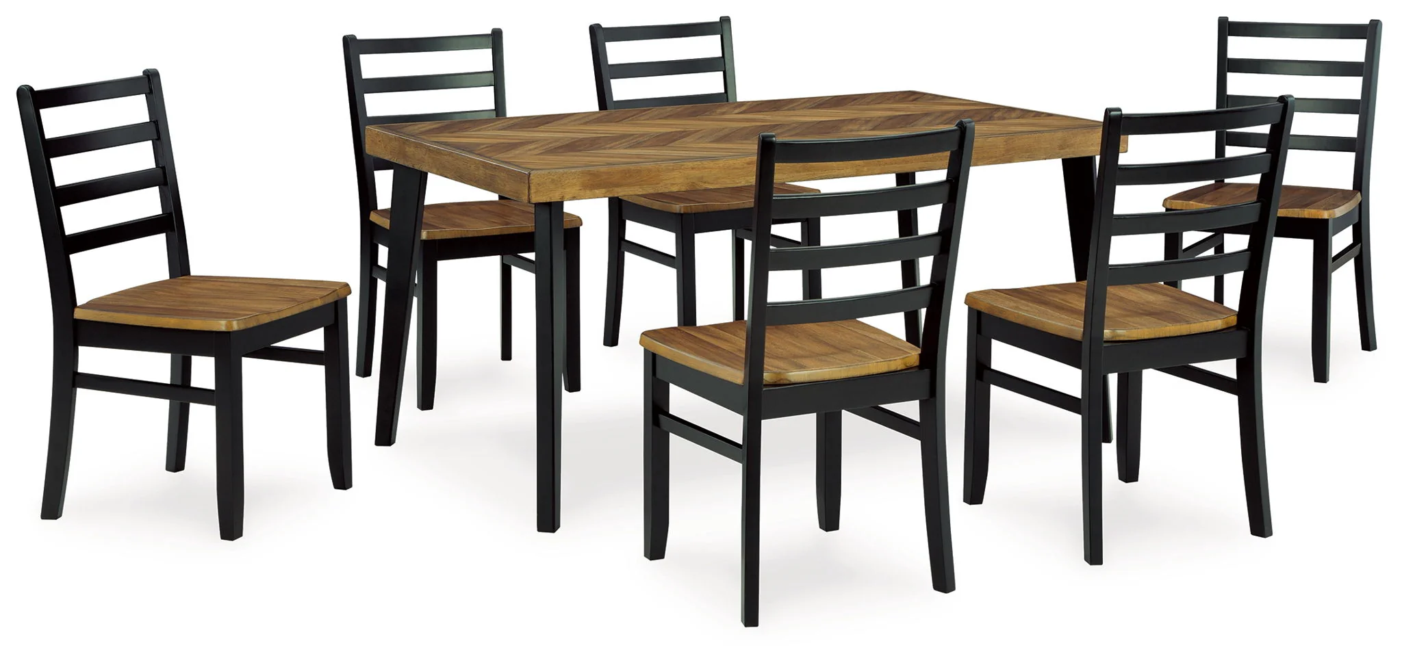 Blondon - Rectangular Drm Table Set (Set of 7) - Brown / Black