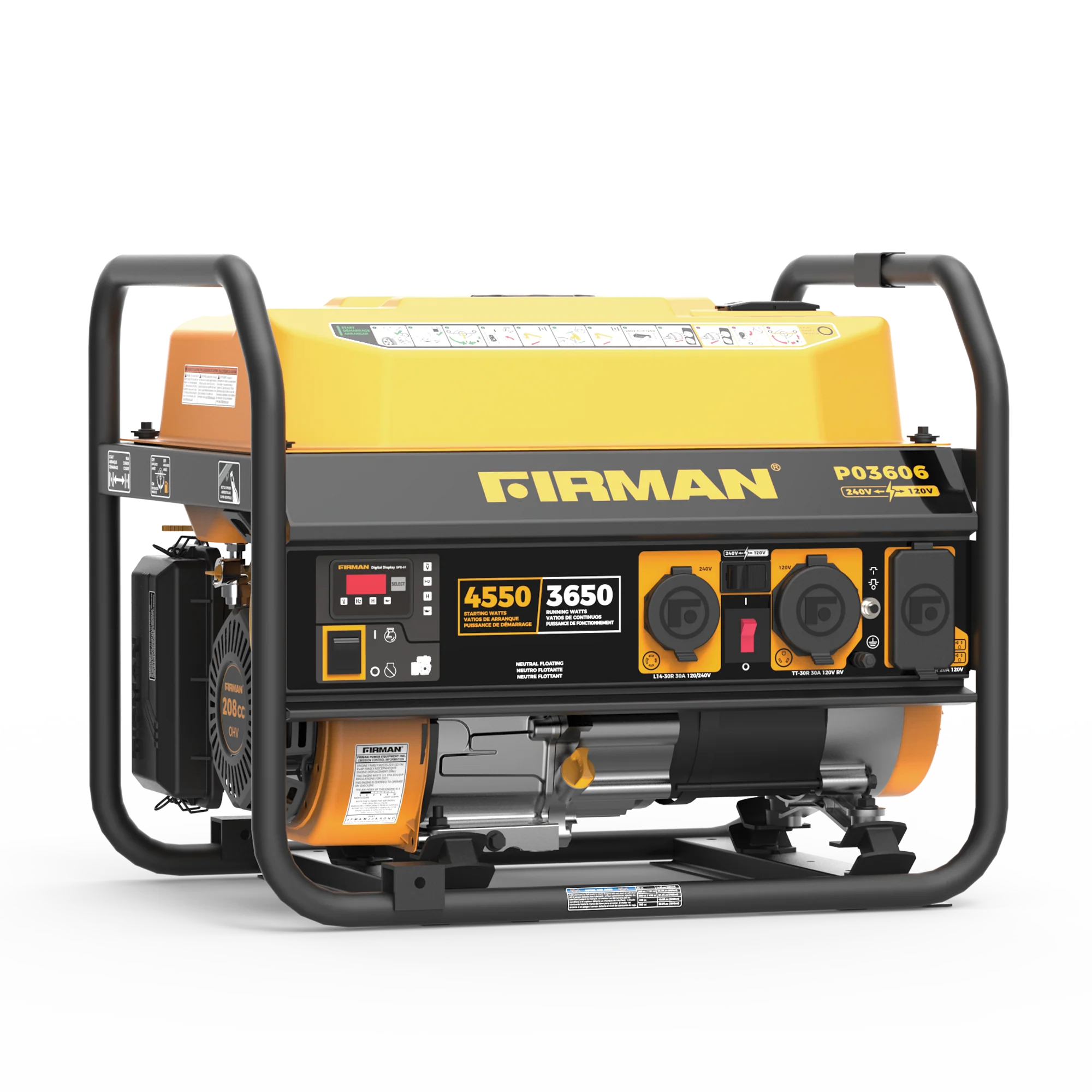 Gas Portable Generator 4550W Recoil Start 120/240V