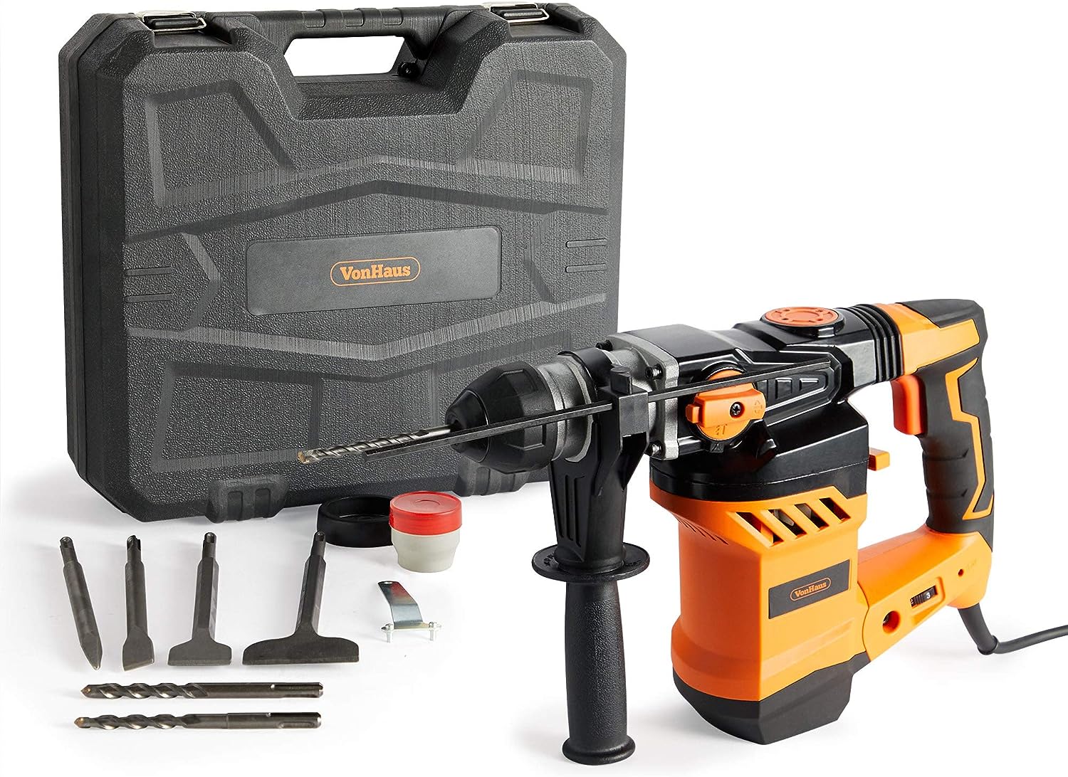 VonHaus 220 volt SDS Rotary Hammer Drill 1500W Hammer Impact Drill for Drilling and Chisel - Masonry & Demolition 3500144 220v 240 volts