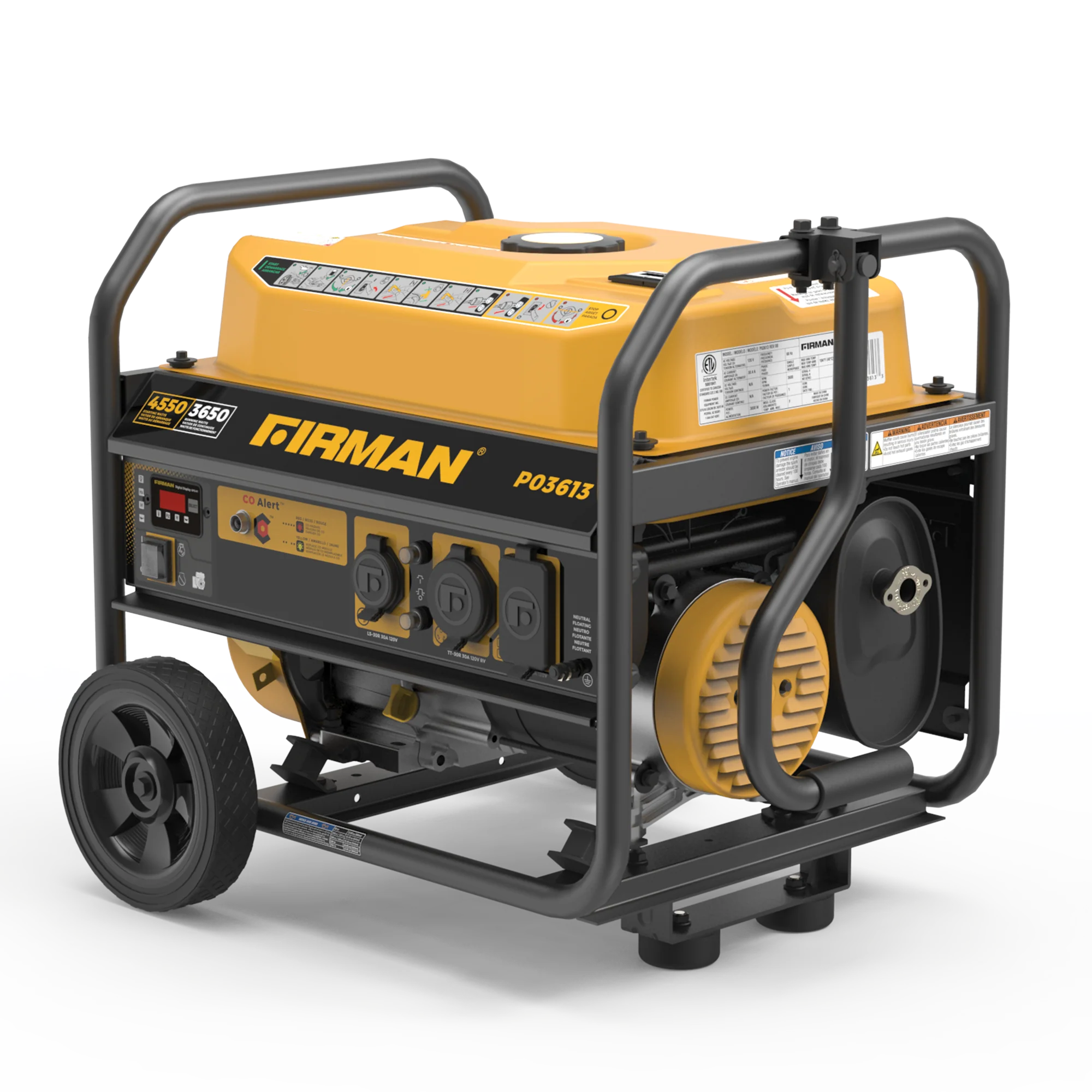 Gas Portable Generator 4550W Recoil Start 120V with CO Alert