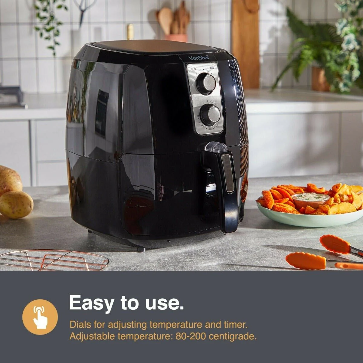 Vonhaus 220 volt Air Fryer 2000156 5.5 Liter Large Capacity Basket 1800 Watts 220v 240 volts 50 hz