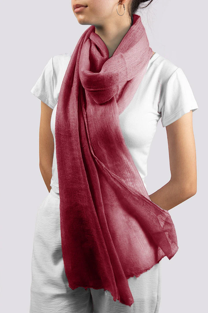 Handwoven Sriracha Red Cashmere Scarf Shawl Wrap