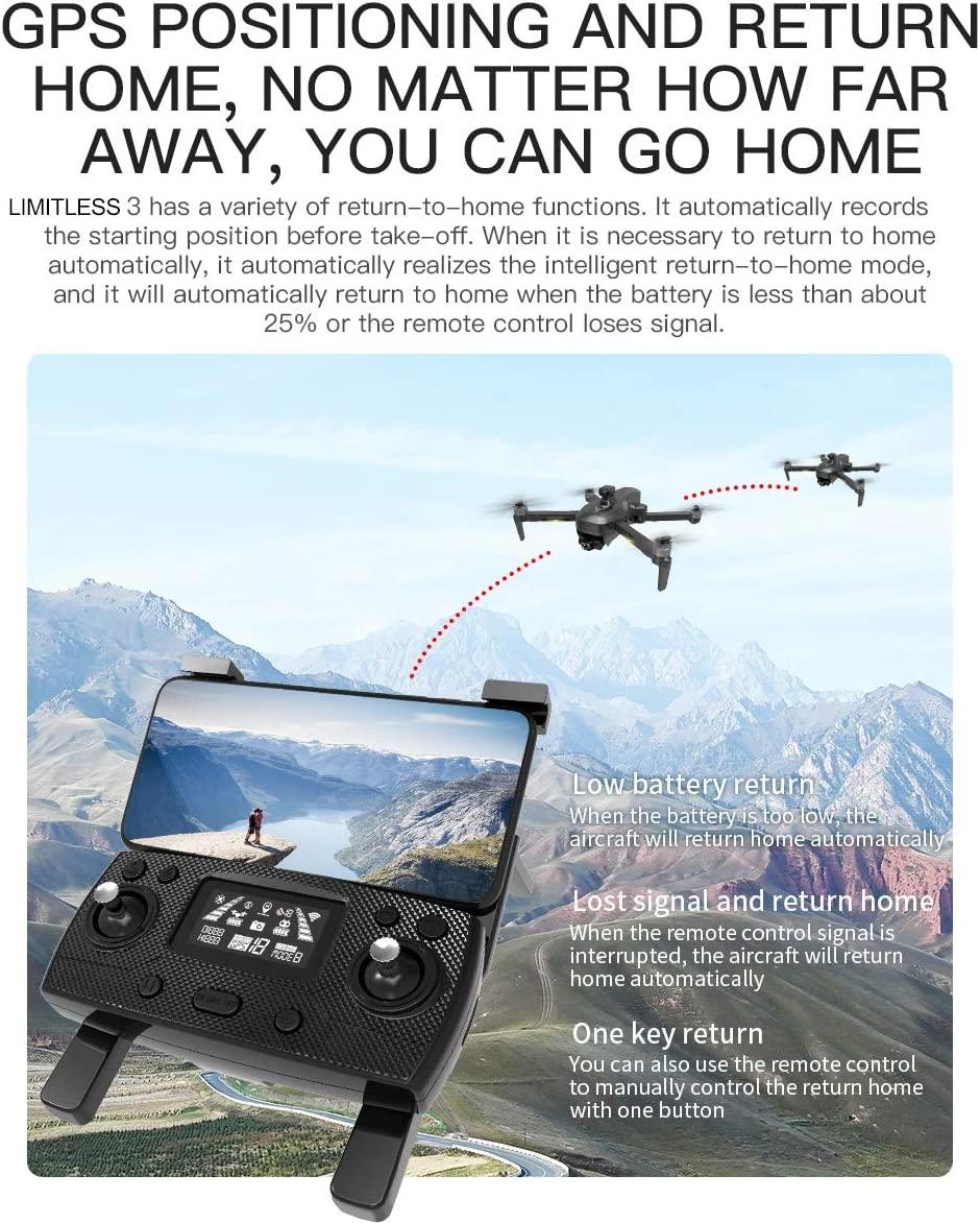 Drone X Pro LIMITLESS 4 - GPS 4K HD UHD Camera Drone for Adults with EVO Obstacle Avoidance, 3-Axis Gimbal, Auto Return Home, Follow Me, Long Flight Time, Long Control Range, 5G WiFi FPV Live Video, EIS, Superior Stabilization Professional Camera Dro