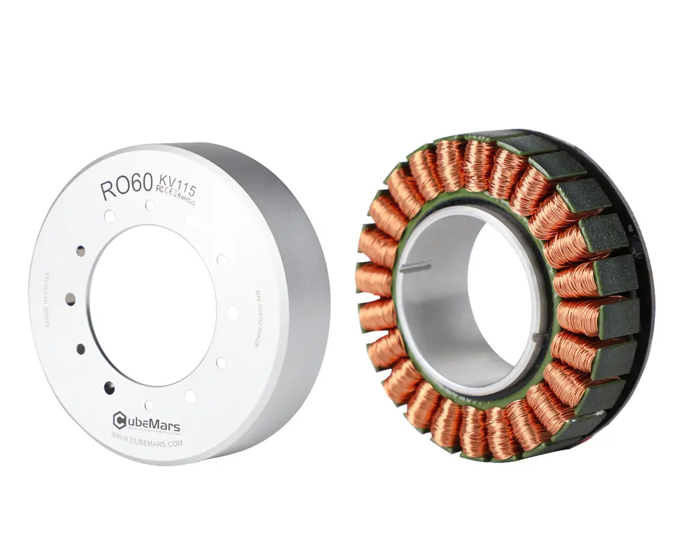 CubeMars RO60 KV115 Frameless Outrunner Torque Motor 48V 0.8Nm Hall & Temp Sensors for Cobot Arm, Robotics