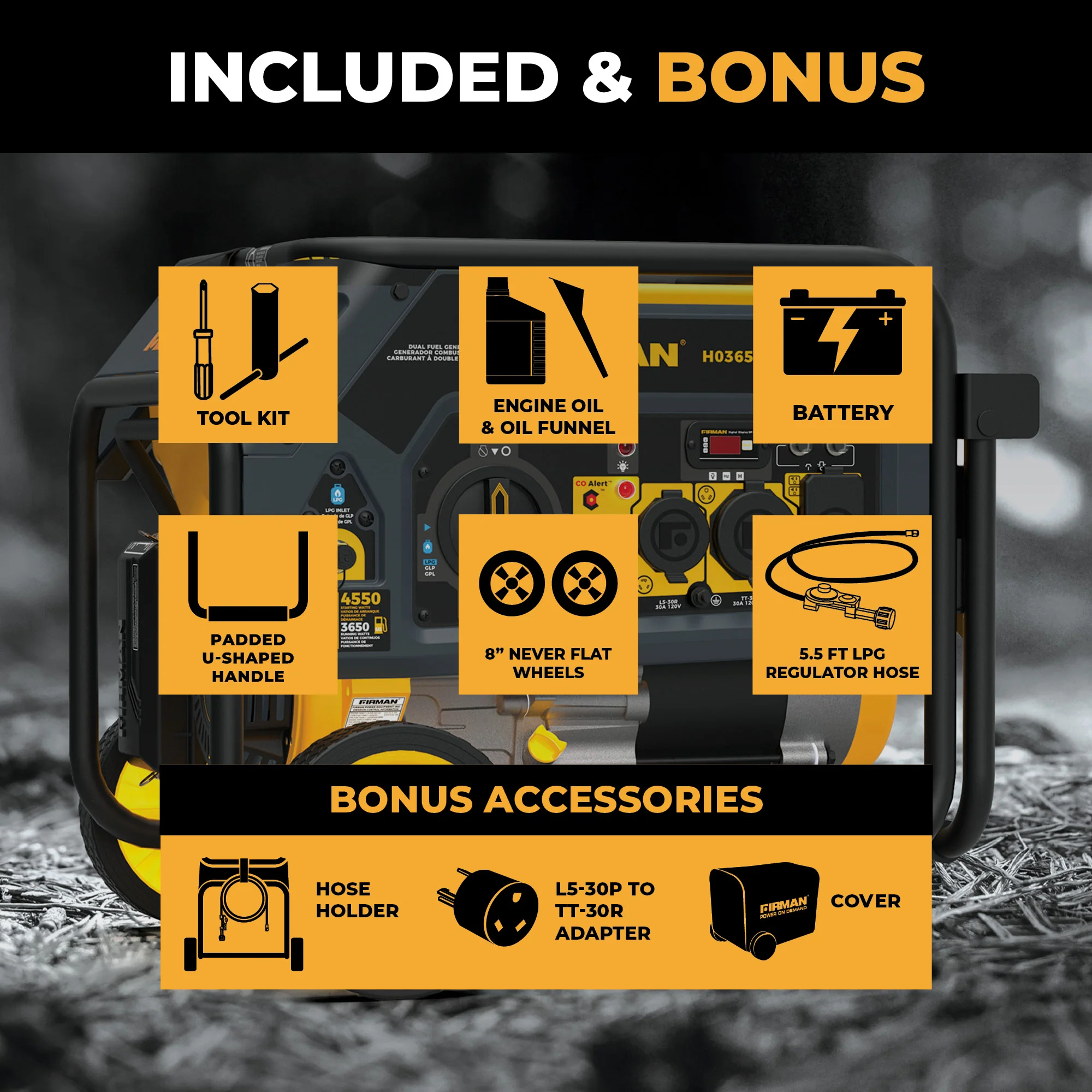 Tri Fuel Portable Generator 4000W Electric Start 120/240V with CO ALERT