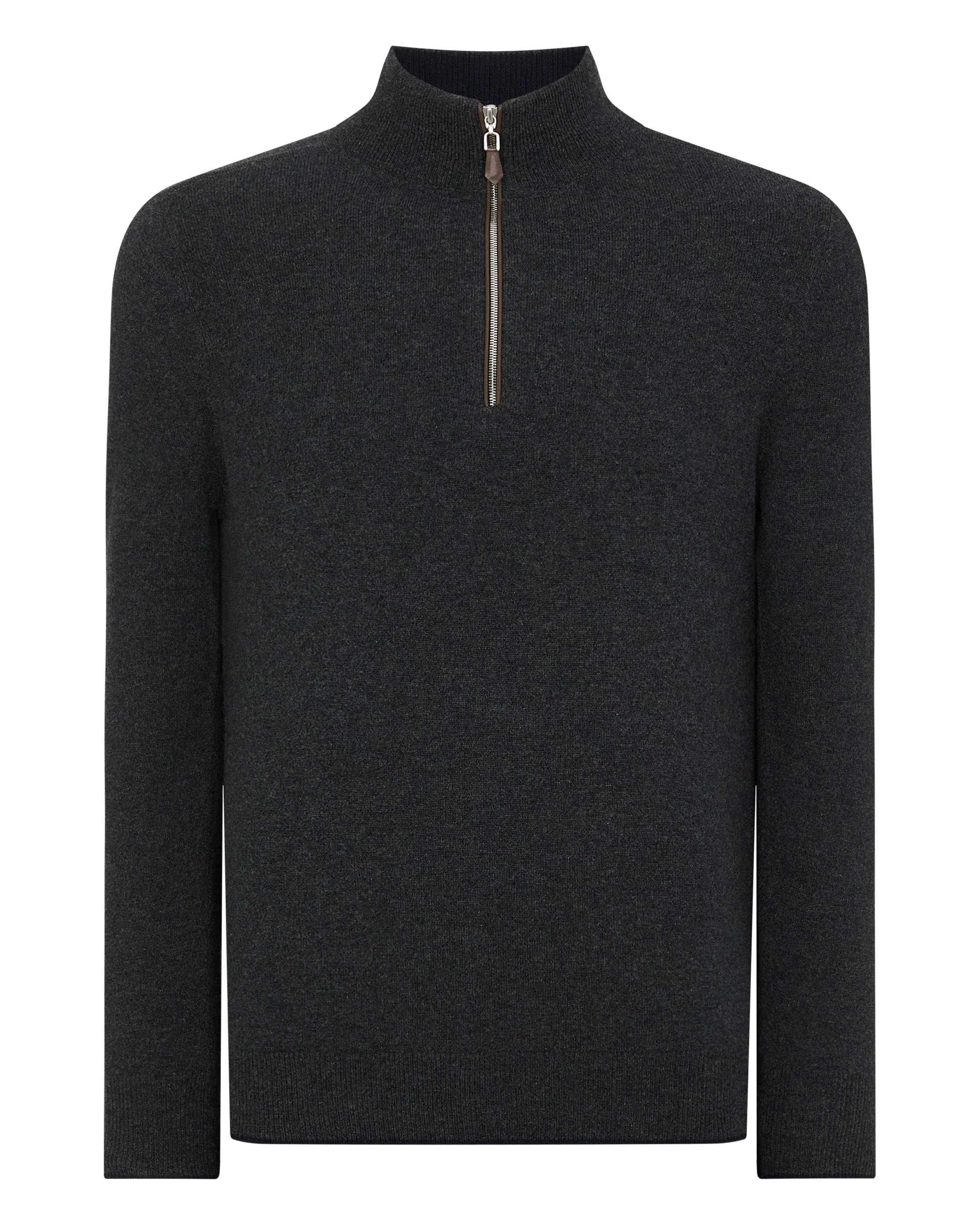 Men's Carnaby Half Zip Cashmere Jumper Dark Charcoal Grey