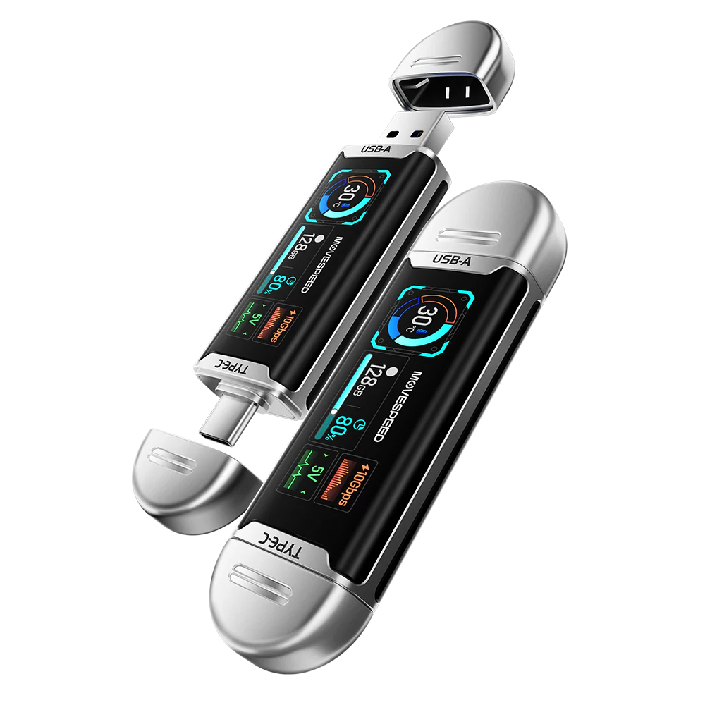 MOVESPEED SeeU SU10 Smart Display Solid State USB Drive 128GB-2TB 1090MB/s, USB 3.2 Gen2+Type C with Dual Ports