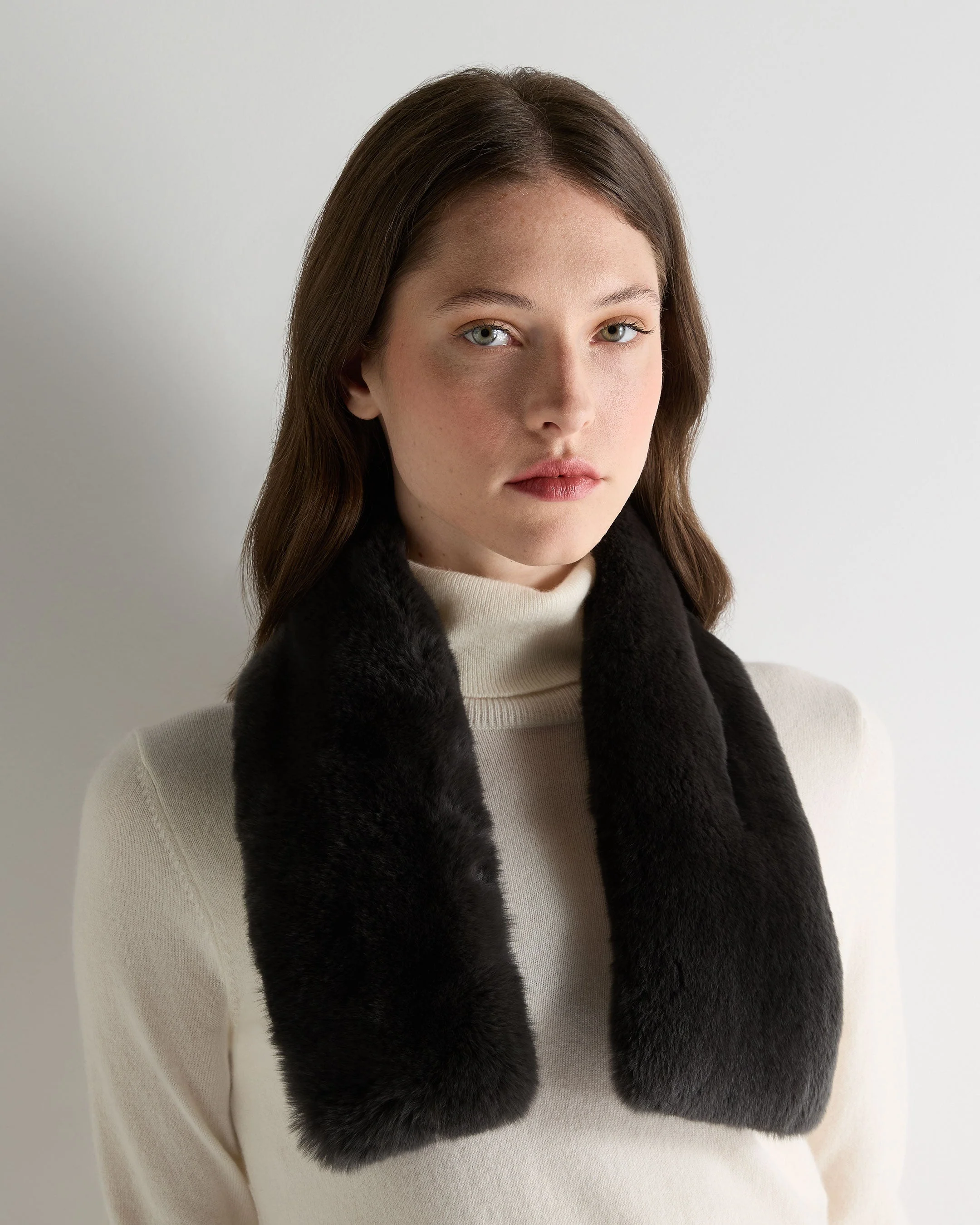 Unisex Fur Neckwarmer Dark Charcoal Grey