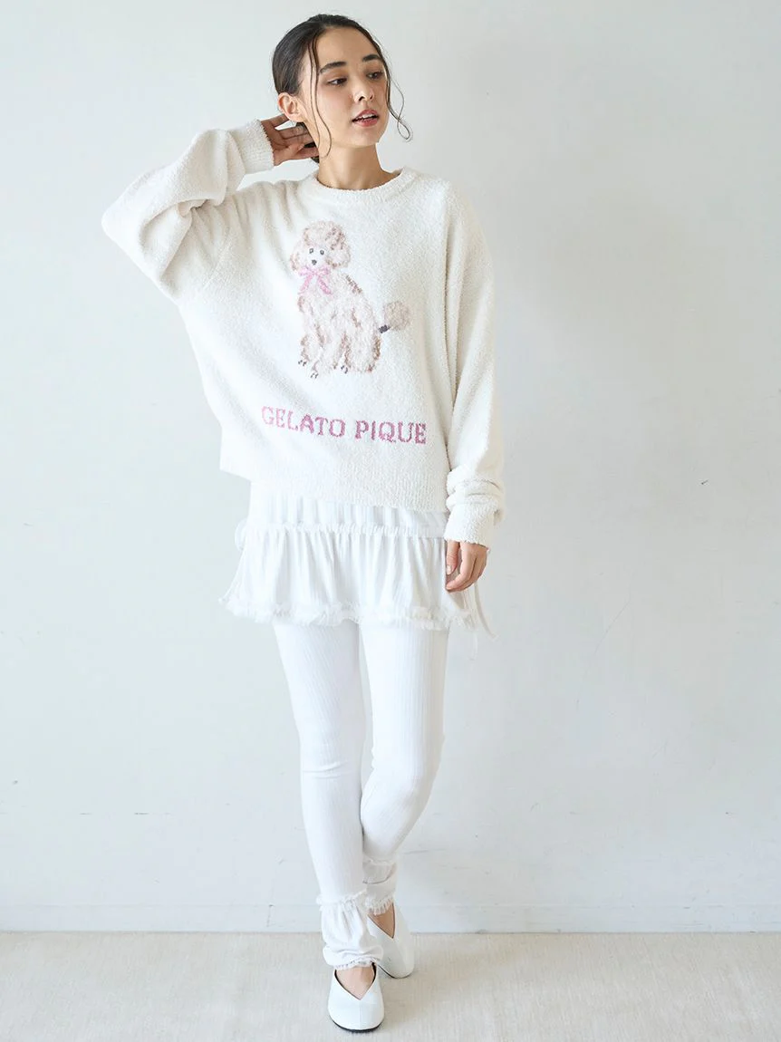 Ribbon Poodle Jacquard Pullover