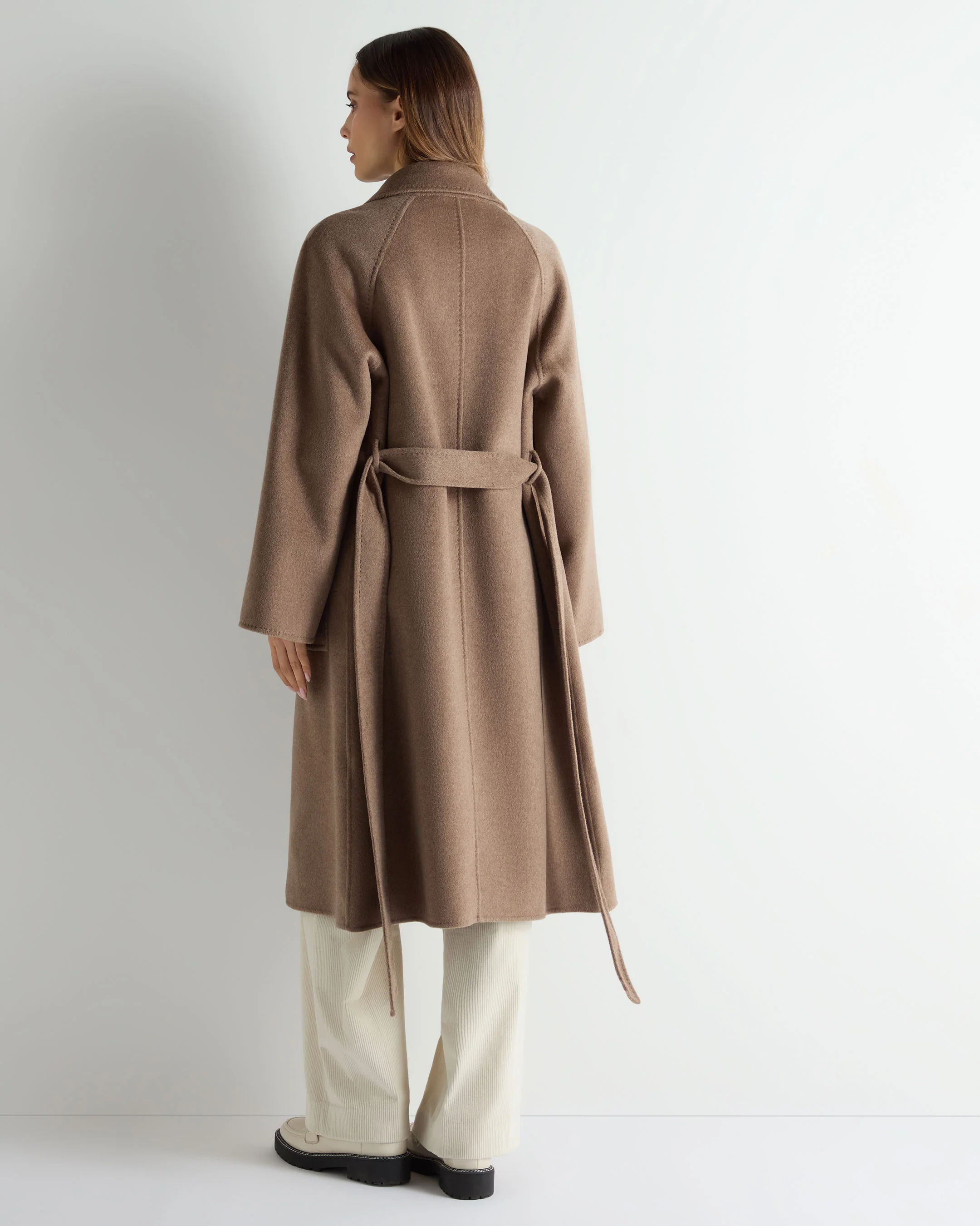 Women's Longline Woven Coat Brown