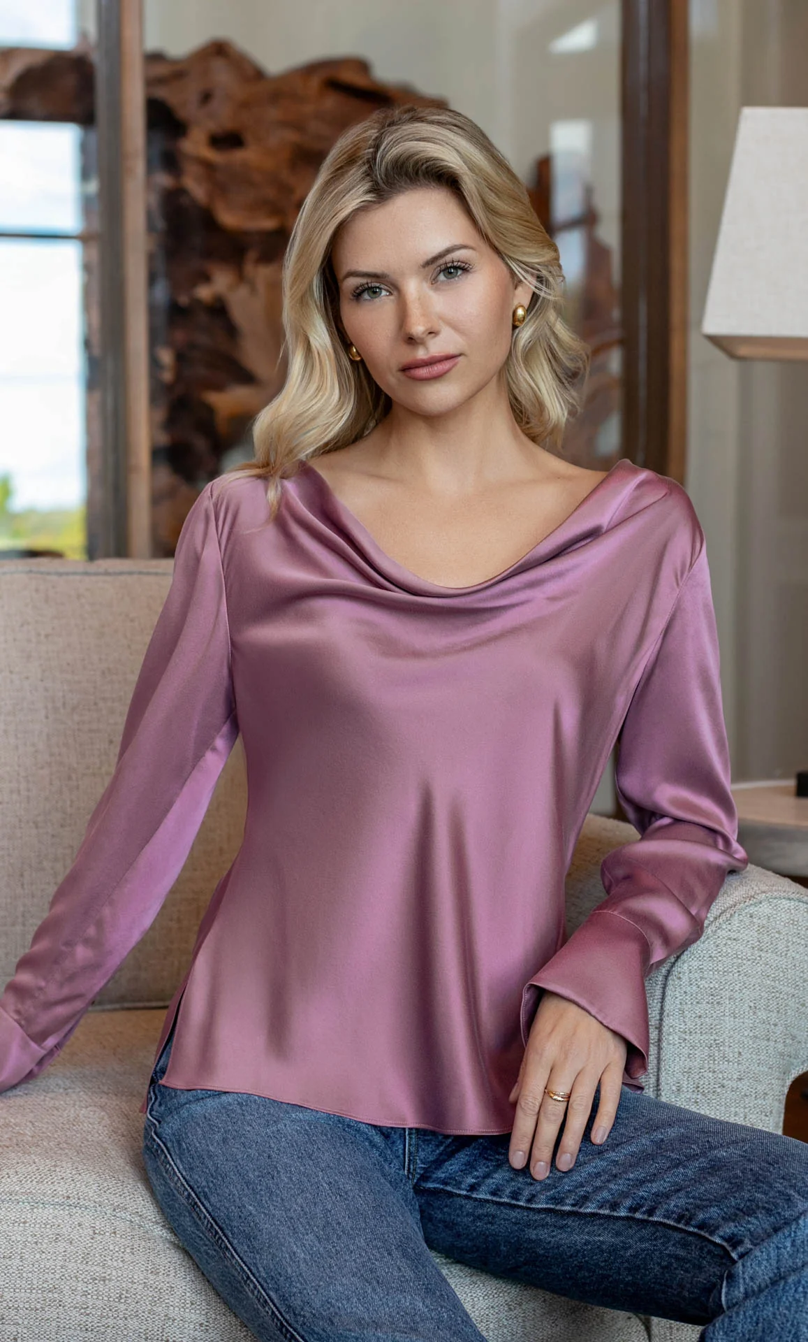 Claudia Silk Cowl Neck Blouse
