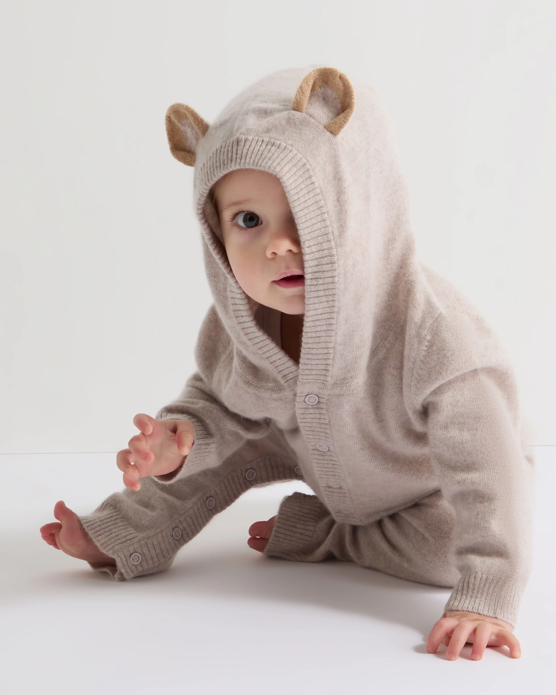 Bear Cashmere Sleepsuit Light Oatmeal Brown