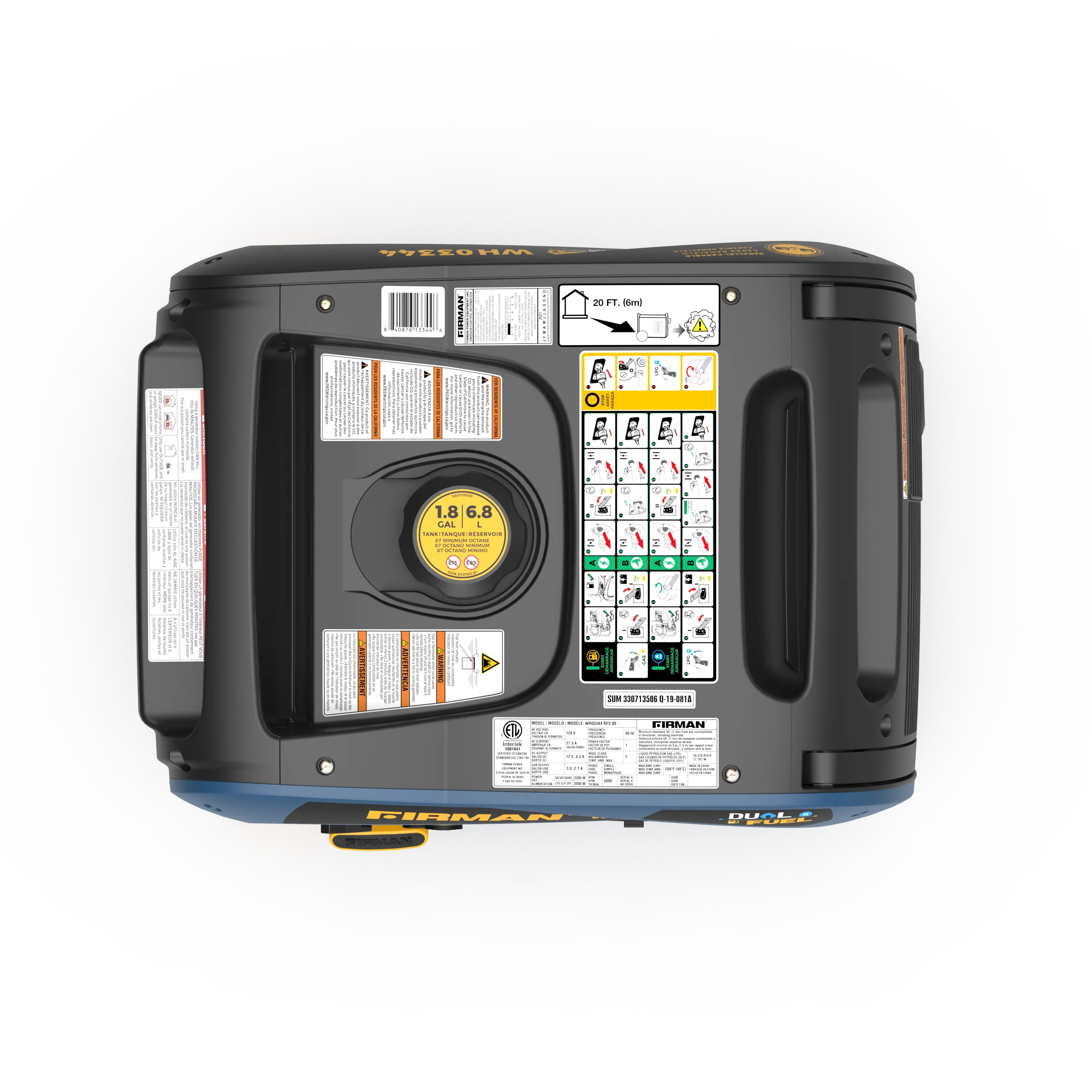 Dual Fuel Inverter Portable Generator 4125W Electric Start