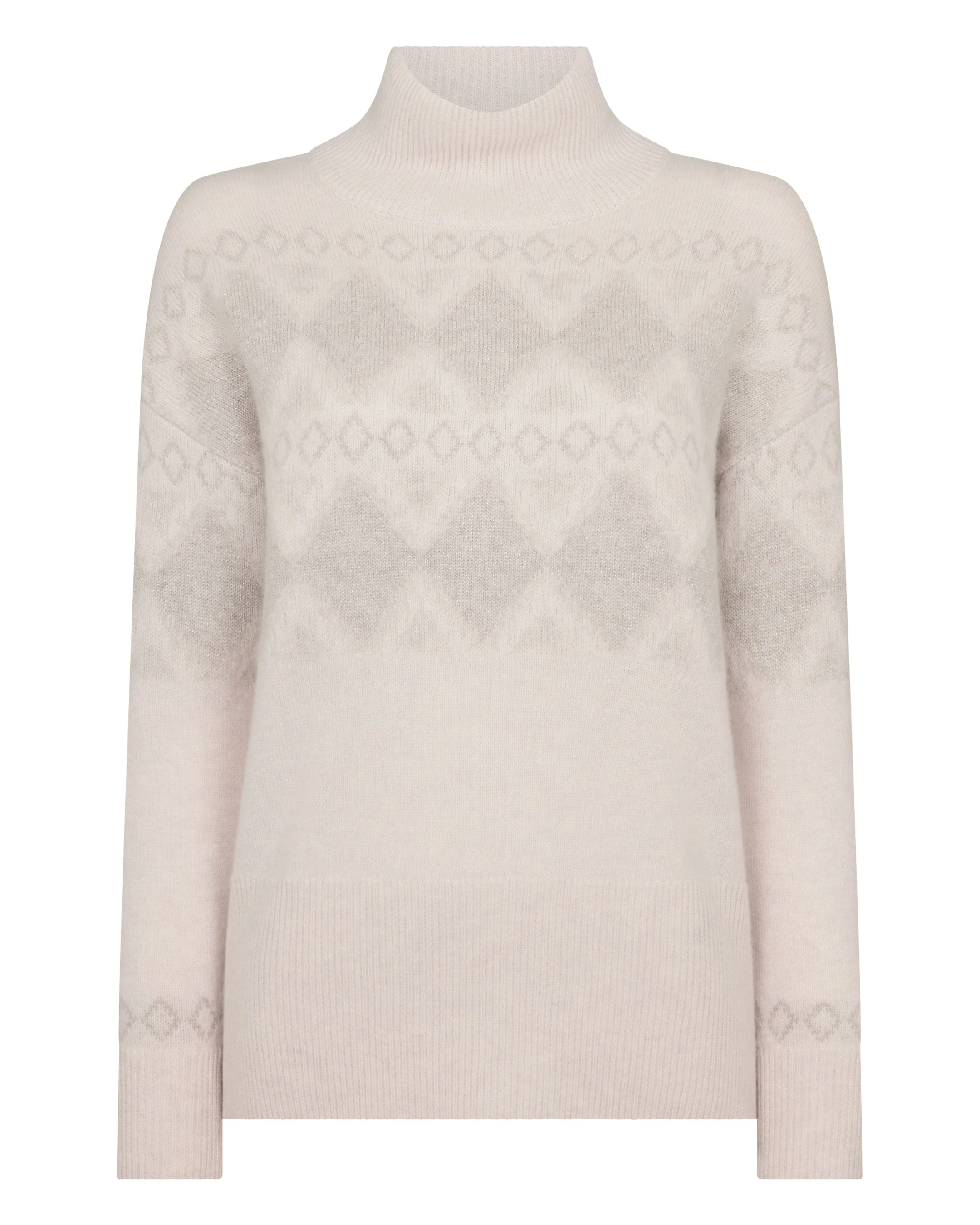 Women's Sparkle Jacquard Cashmere Sweater Pebble Grey