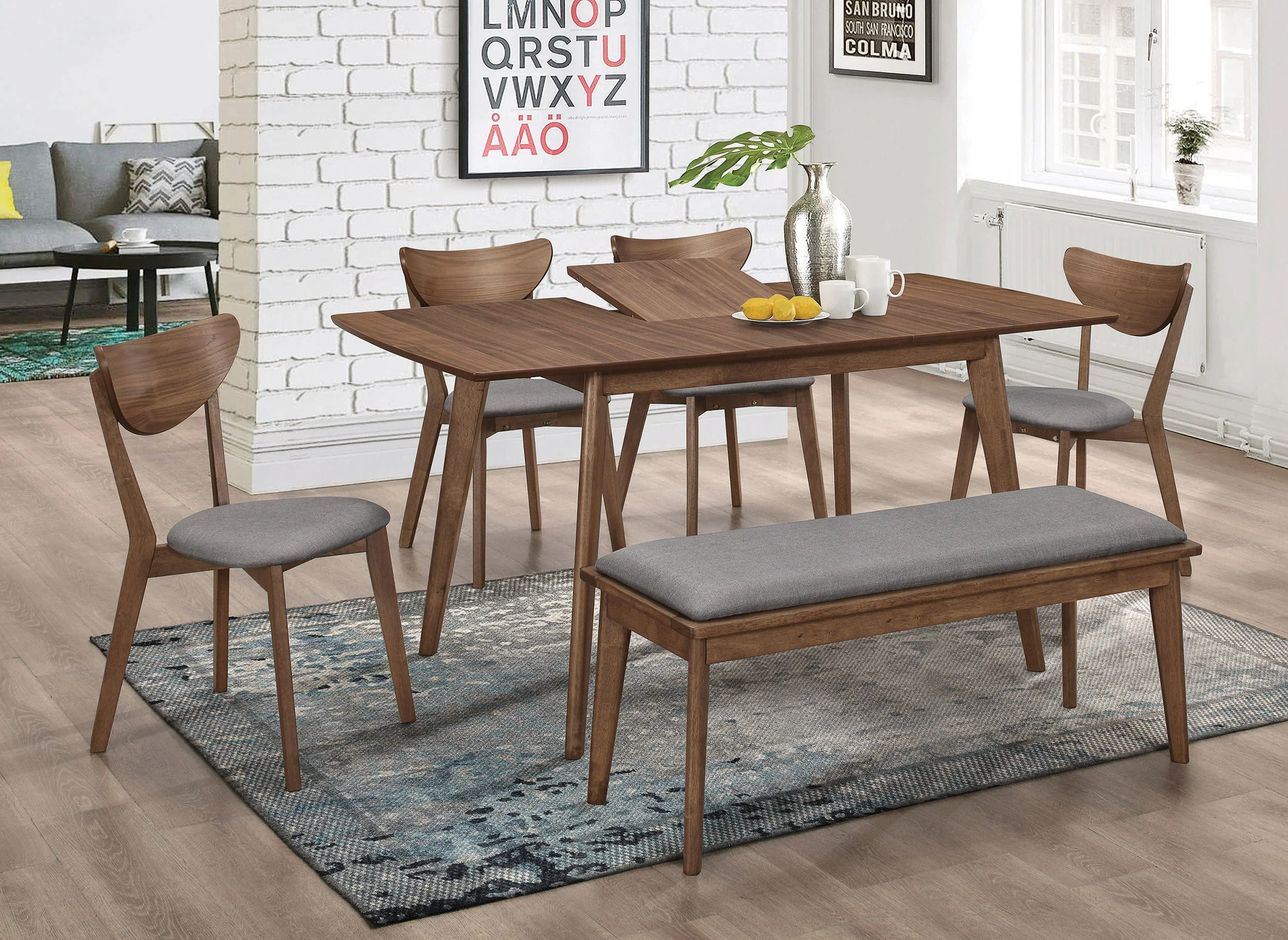 Alfredo Butterfly Leaf Dining Set Natural Walnut