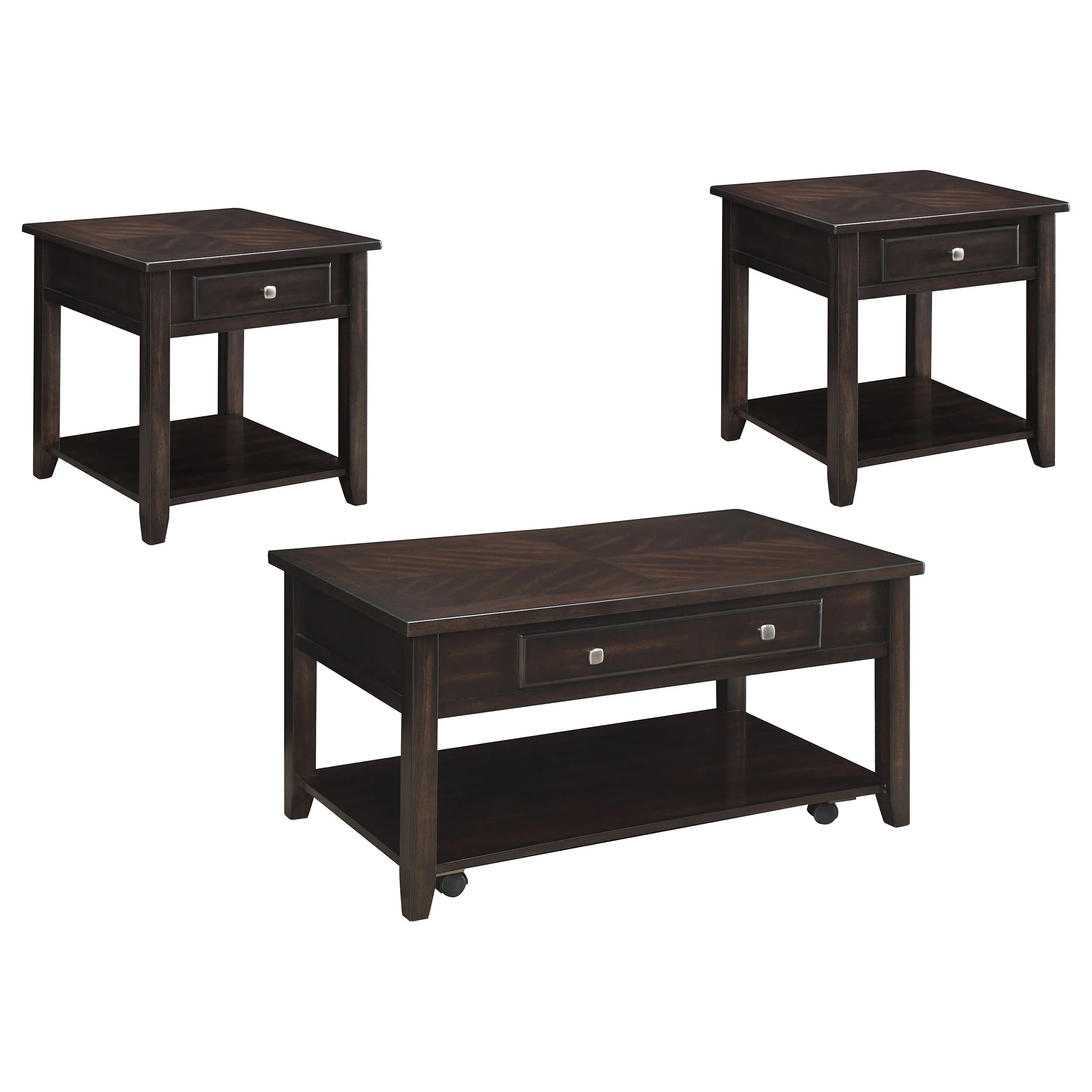 Bradford  Lift Top Coffee and End Table Set Walnut