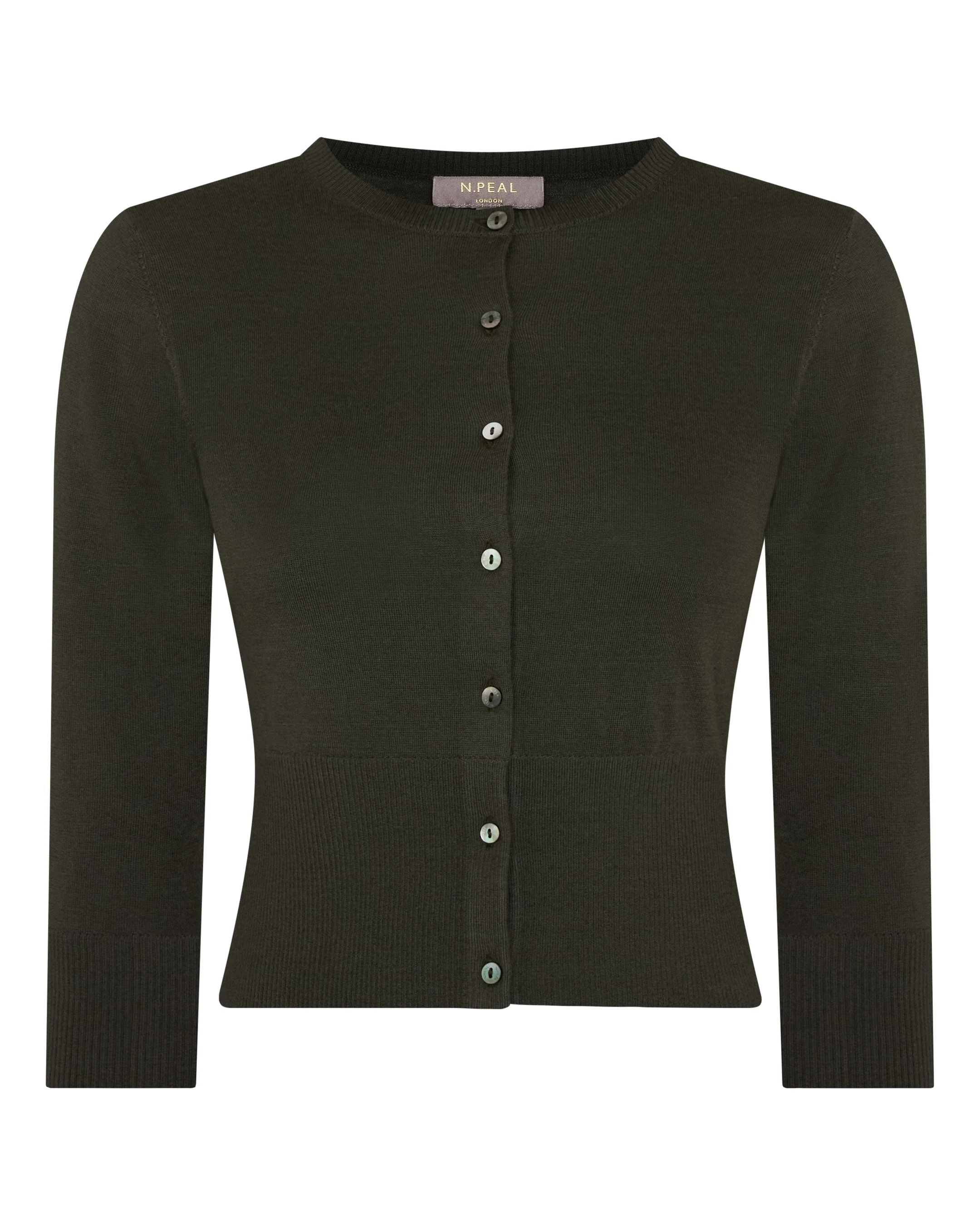 Women's Darcie Superfine Cashmere Cropped Cardigan Arabica Khaki Green