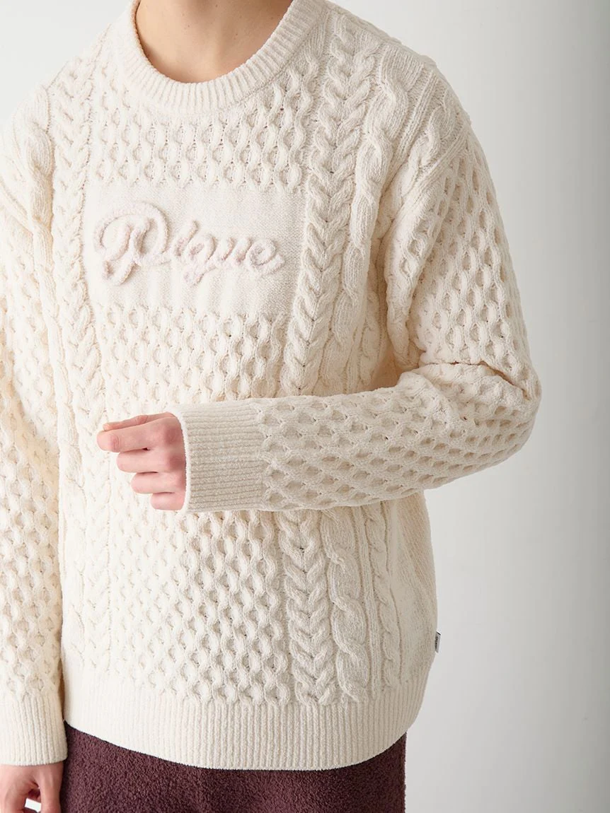 Men's Aran Rope Embroidery Logo Pullover