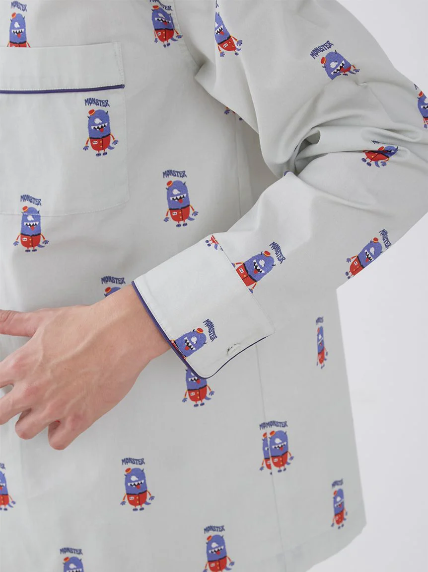 KAZUSA MATSUYAMA Monster Pattern Long Sleeve Sleep Shirt