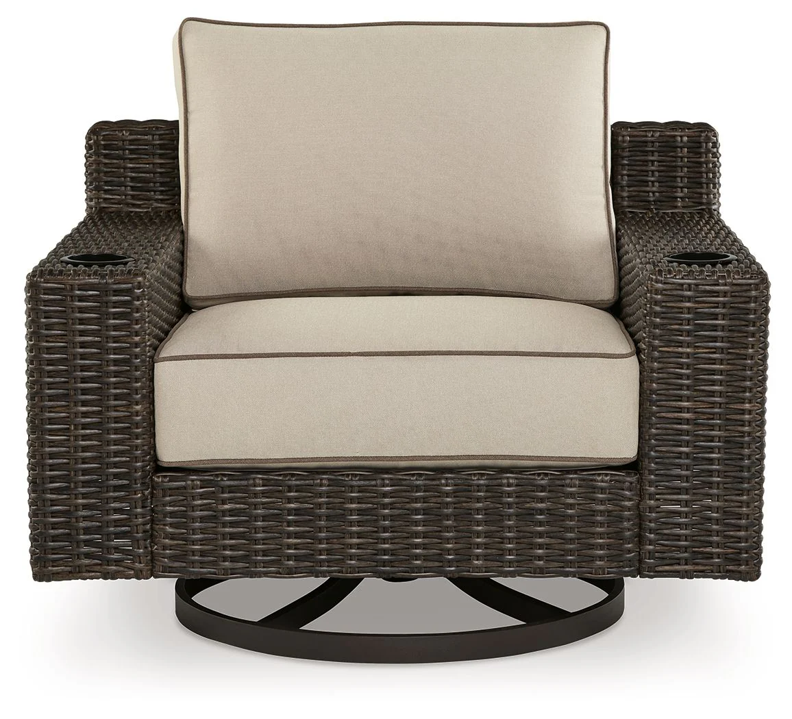 Coastline Bay - Swivel Lounge W/ Cushion - Brown