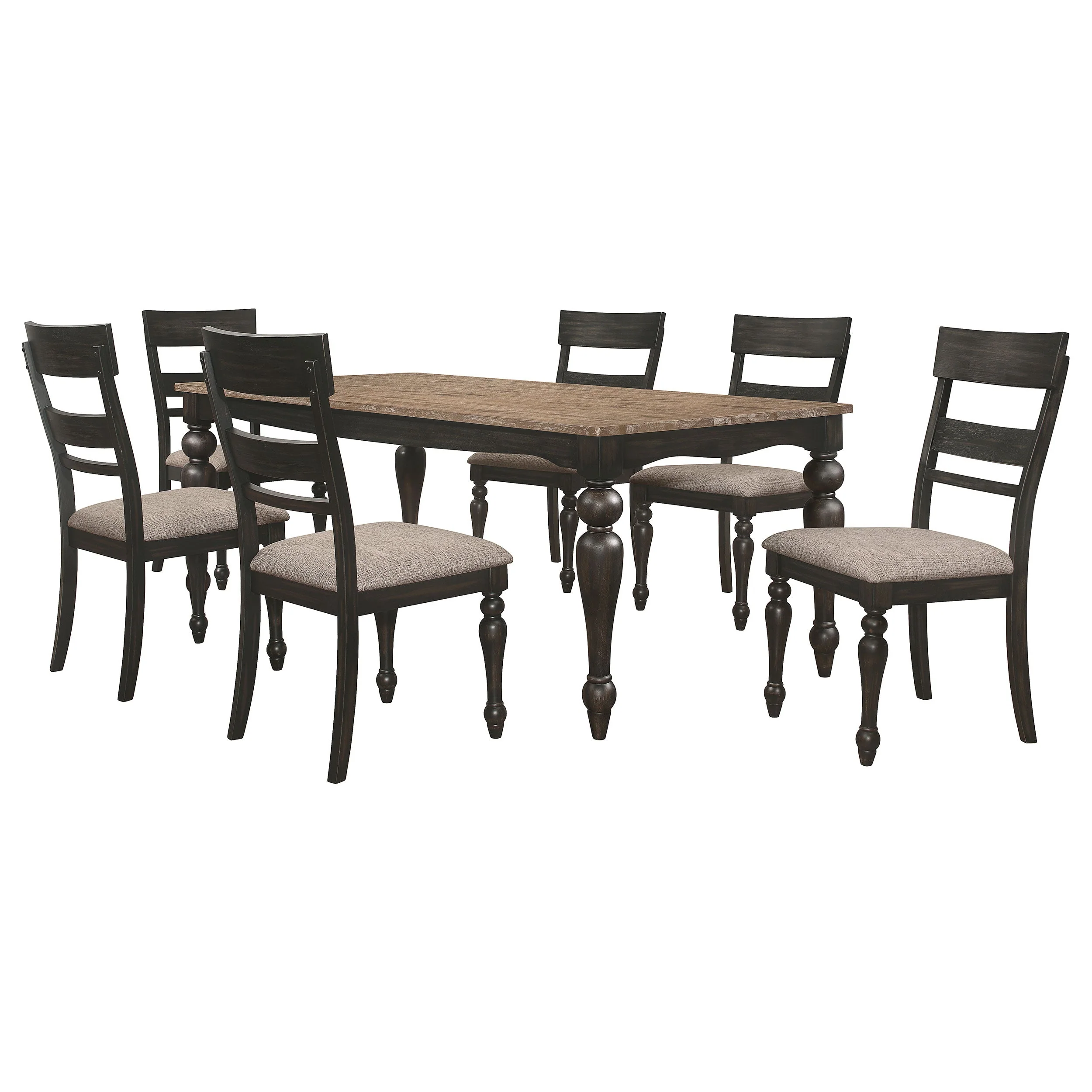 Bridget  Rectangular Dining Set Charcoal Sand Through