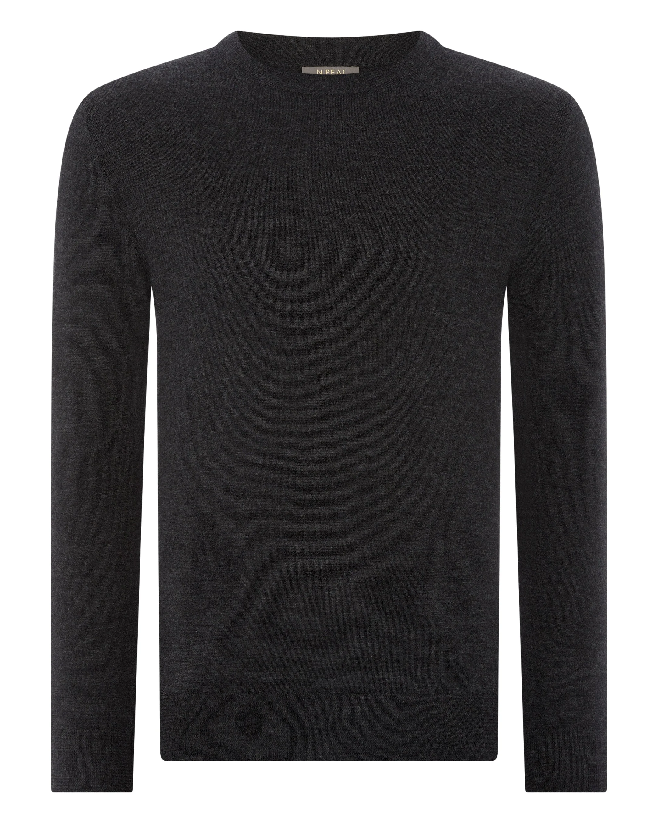 Men's Covent Fine Gauge Cashmere Round Neck Jumper Dark Charcoal Grey