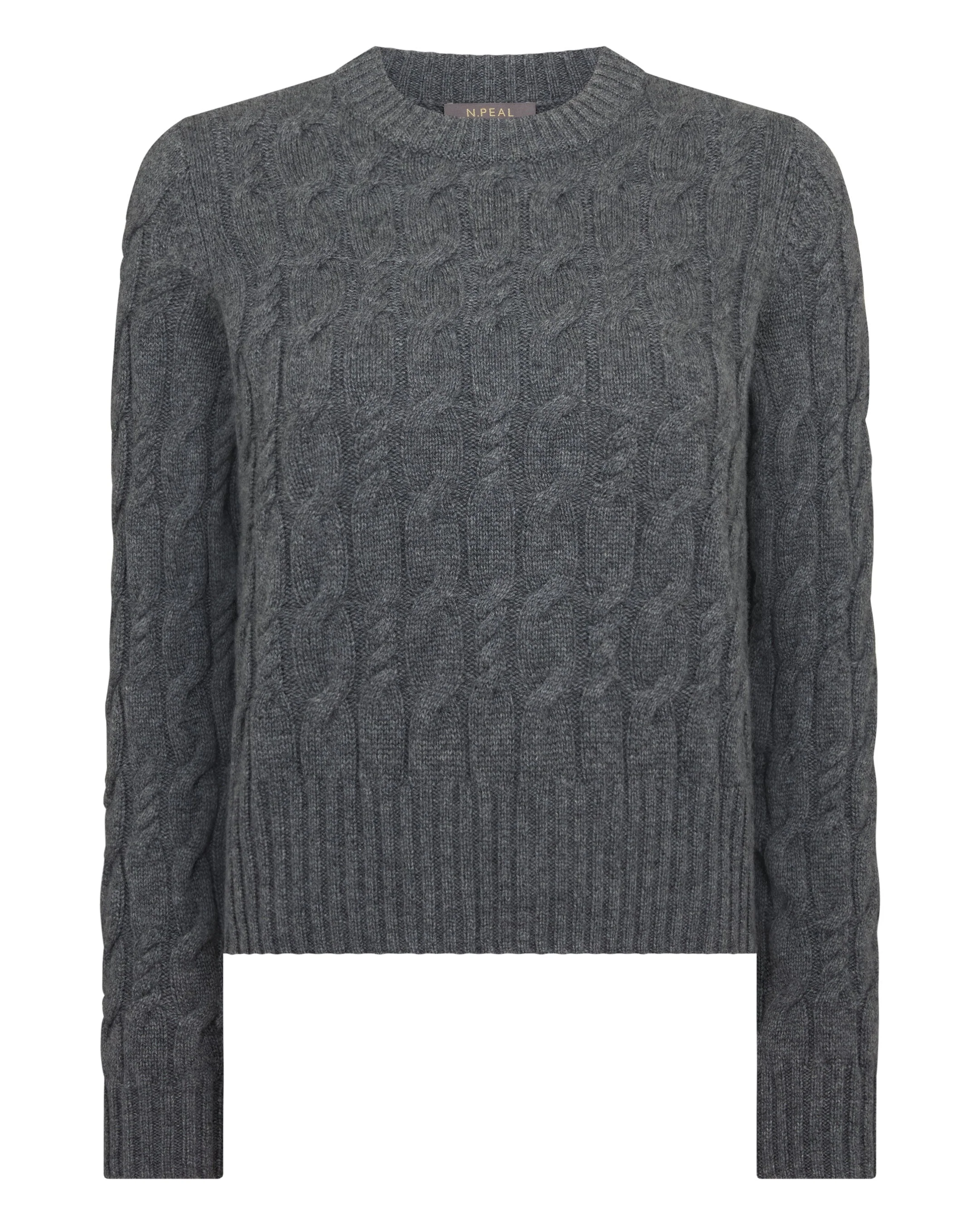 Women's Cable Cashmere Sweater Elephant Grey