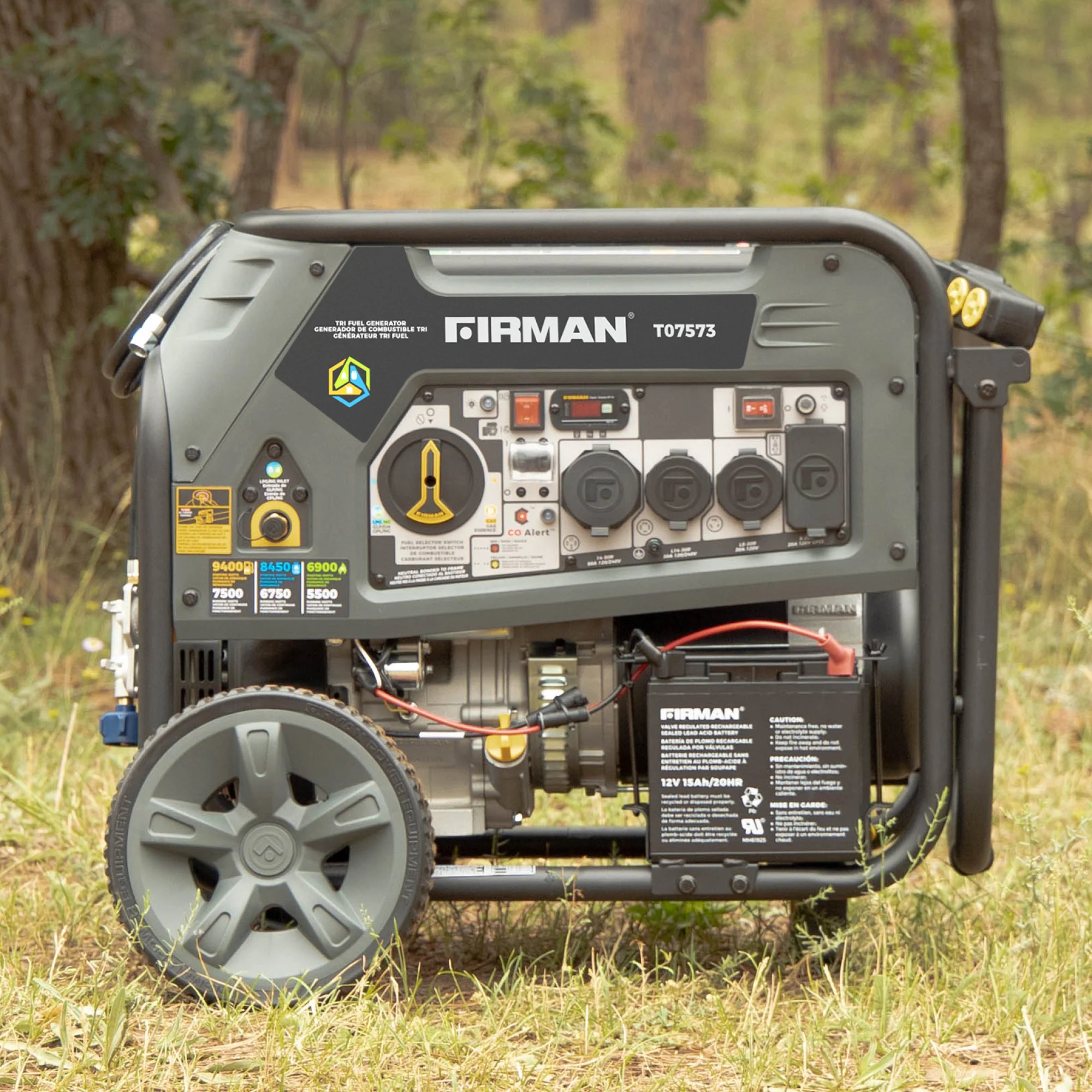 Tri Fuel Portable Generator 9400W Electric Start 120/240V with CO Alert