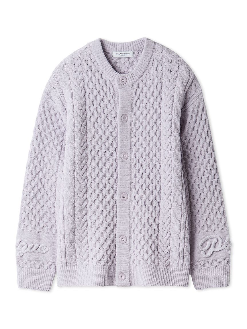 Men's Aran Rope Embroidery Logo Cardigan