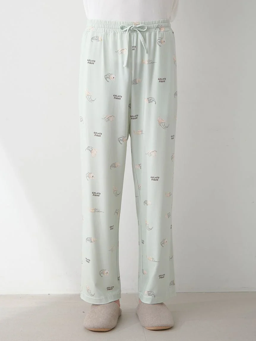 Mens Sleeping Cat Rayon All-over Print Pants