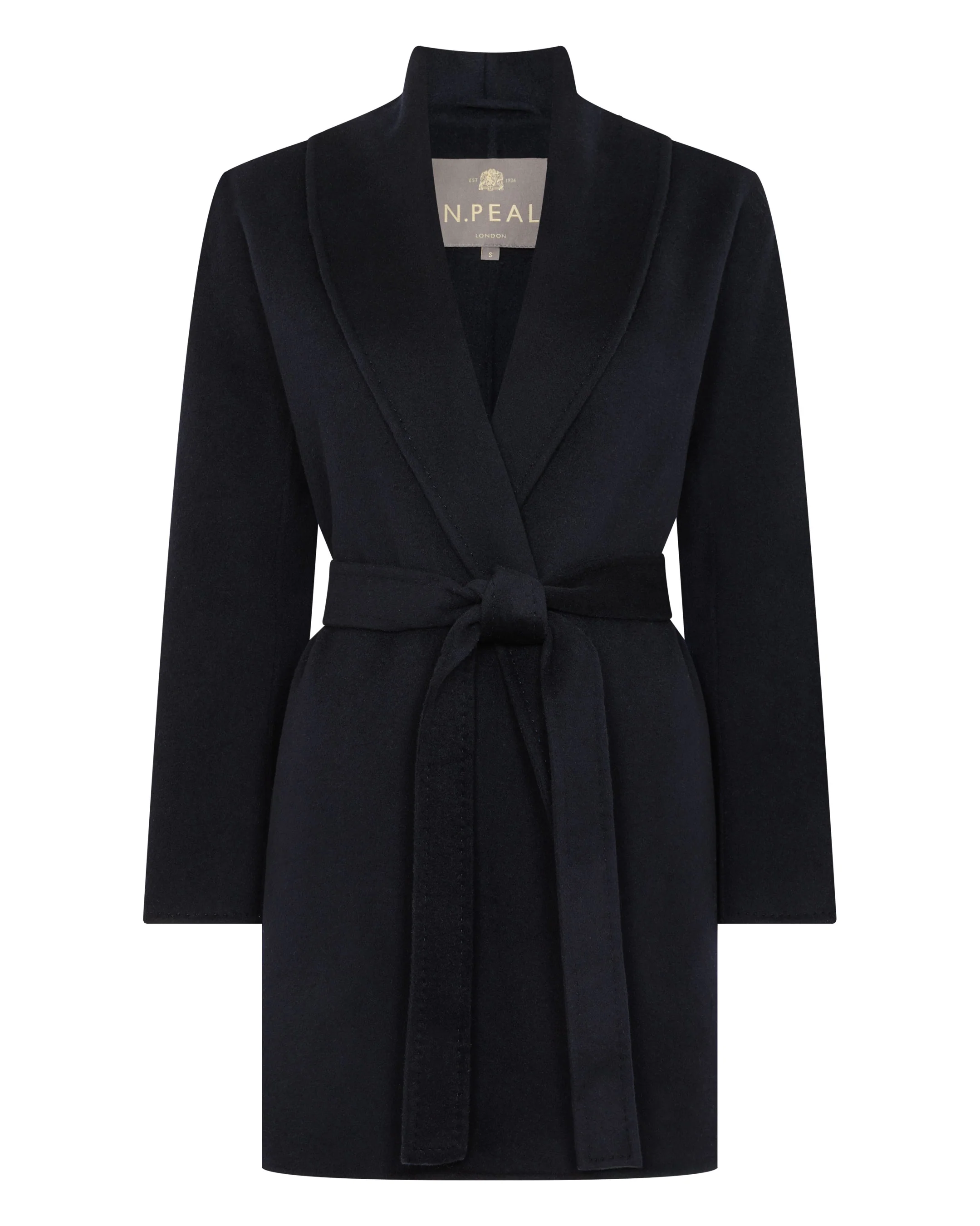 Women's Short Wool Cashmere Coat Dark Navy Blue