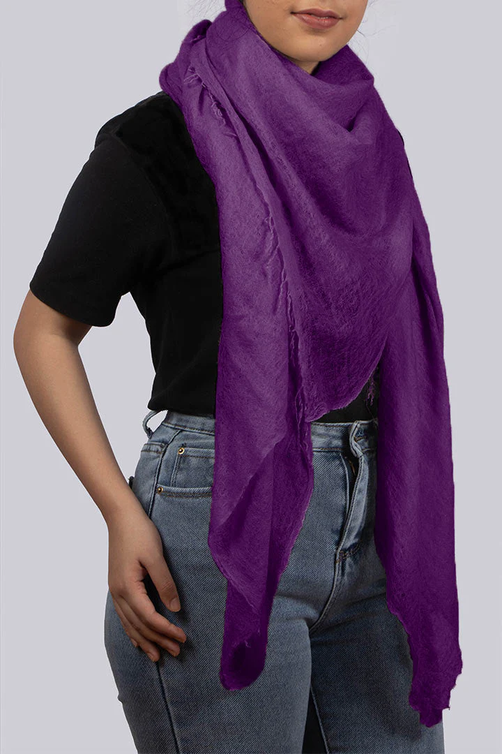 Handwoven Pure Cashmere Scarf Shawl in Iris Purple