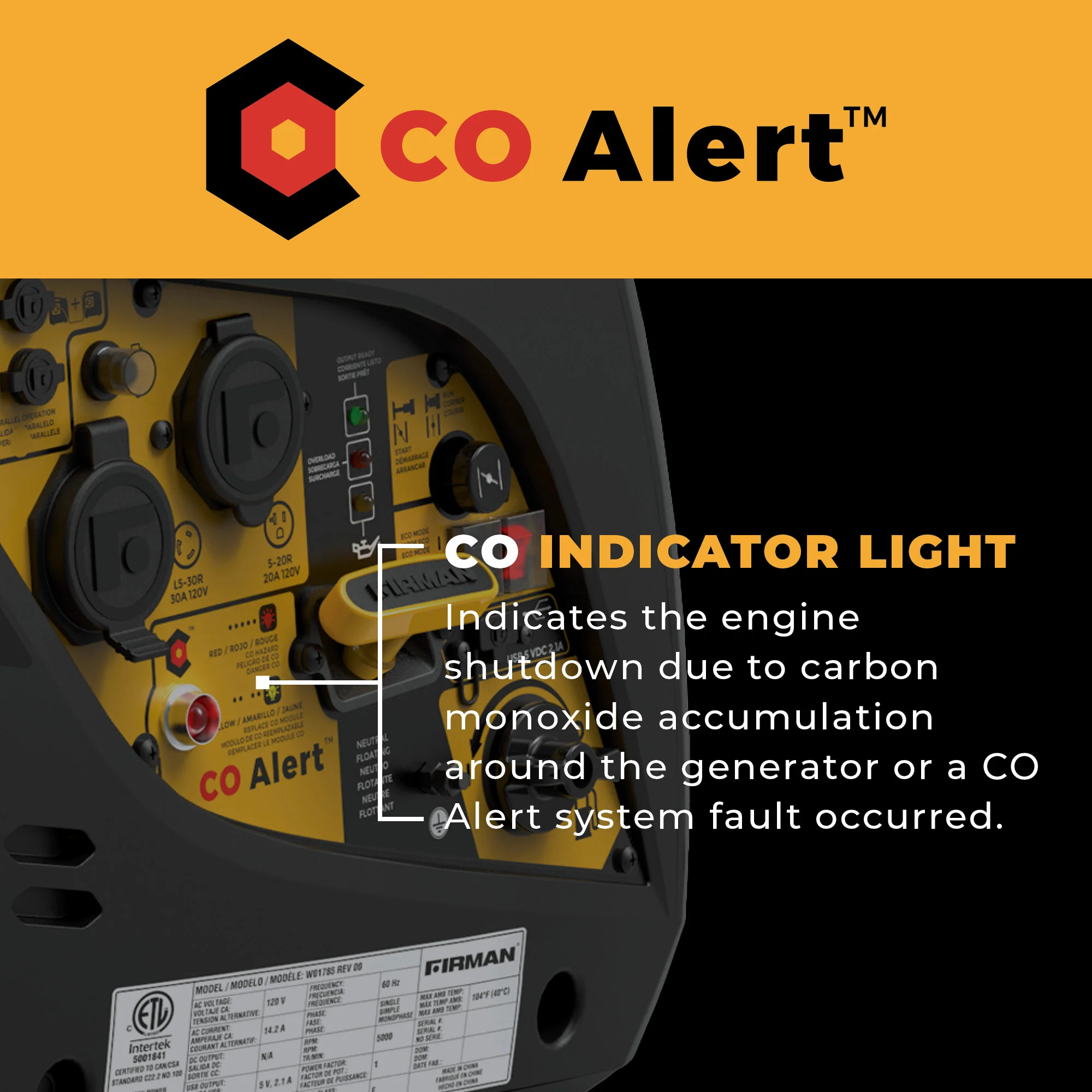 Inverter Portable Generator 2100W Recoil Start with CO Alert