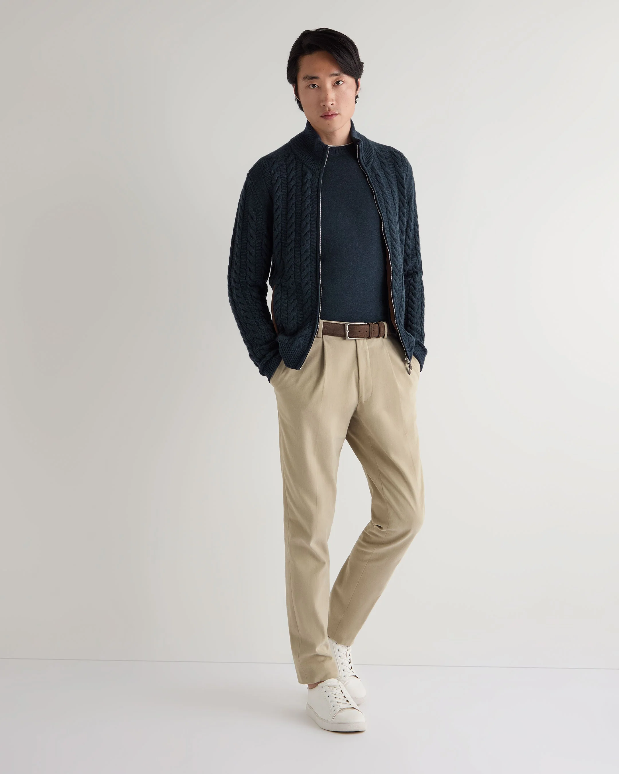 Men's Shoreditch Round Neck Cashmere Sweater Indigo Blue