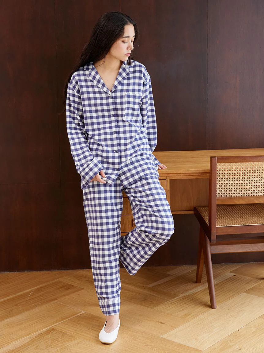 Checkered Long Sleeve Sleep Shirt Sleepwear