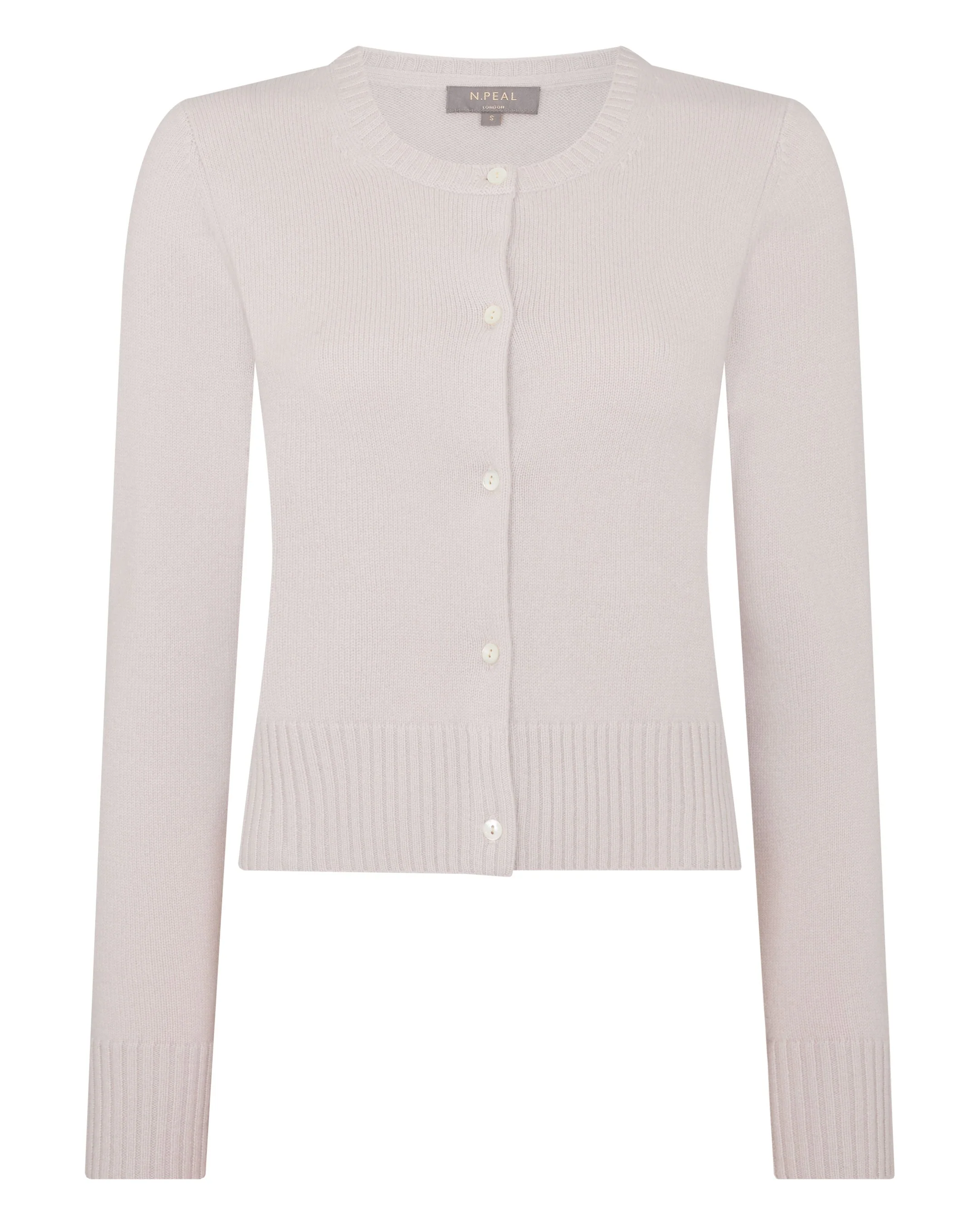 Women's Chunky Crop Cashmere Cardigan Snow Grey