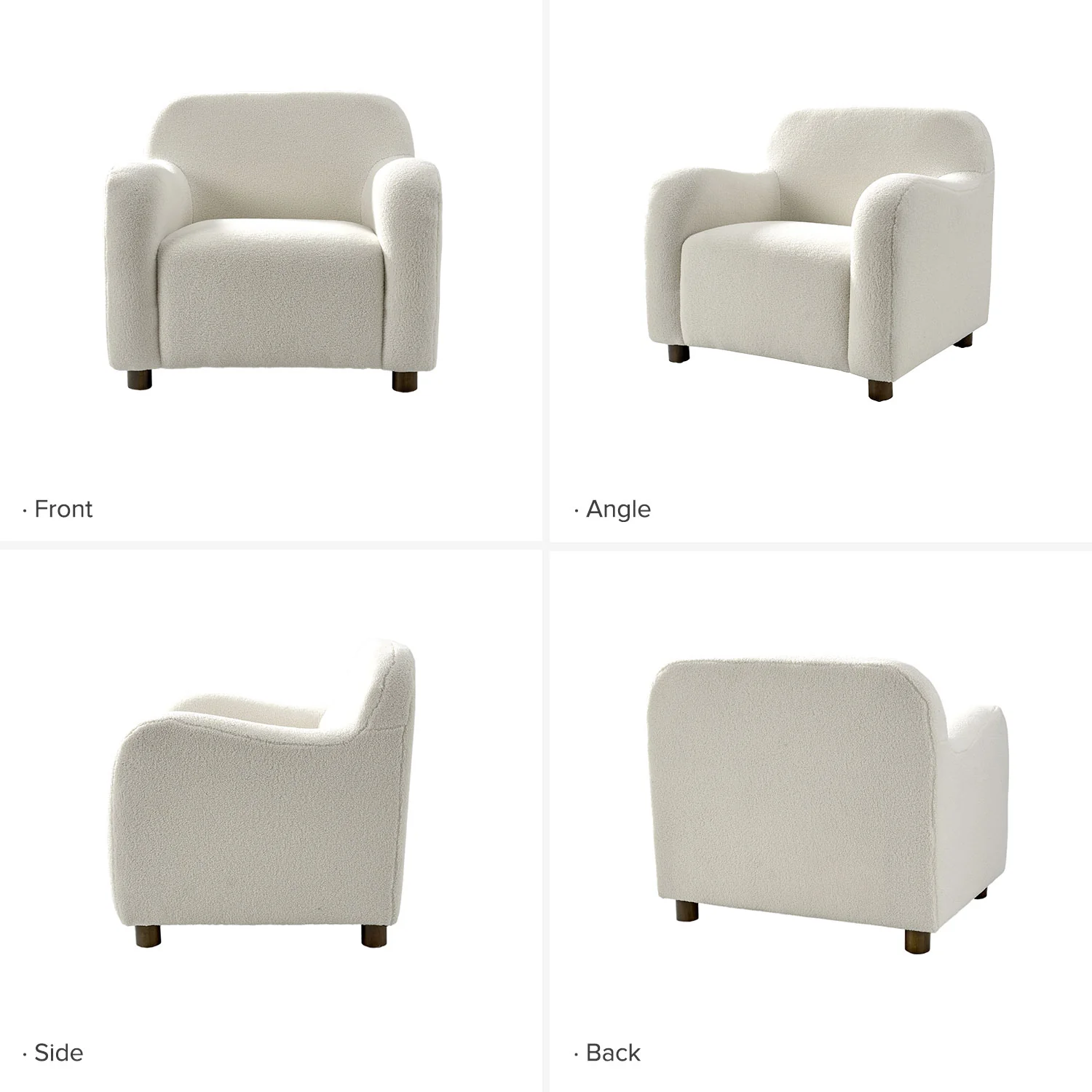 Bernie Boucle Upholstered Armchair in Ivory