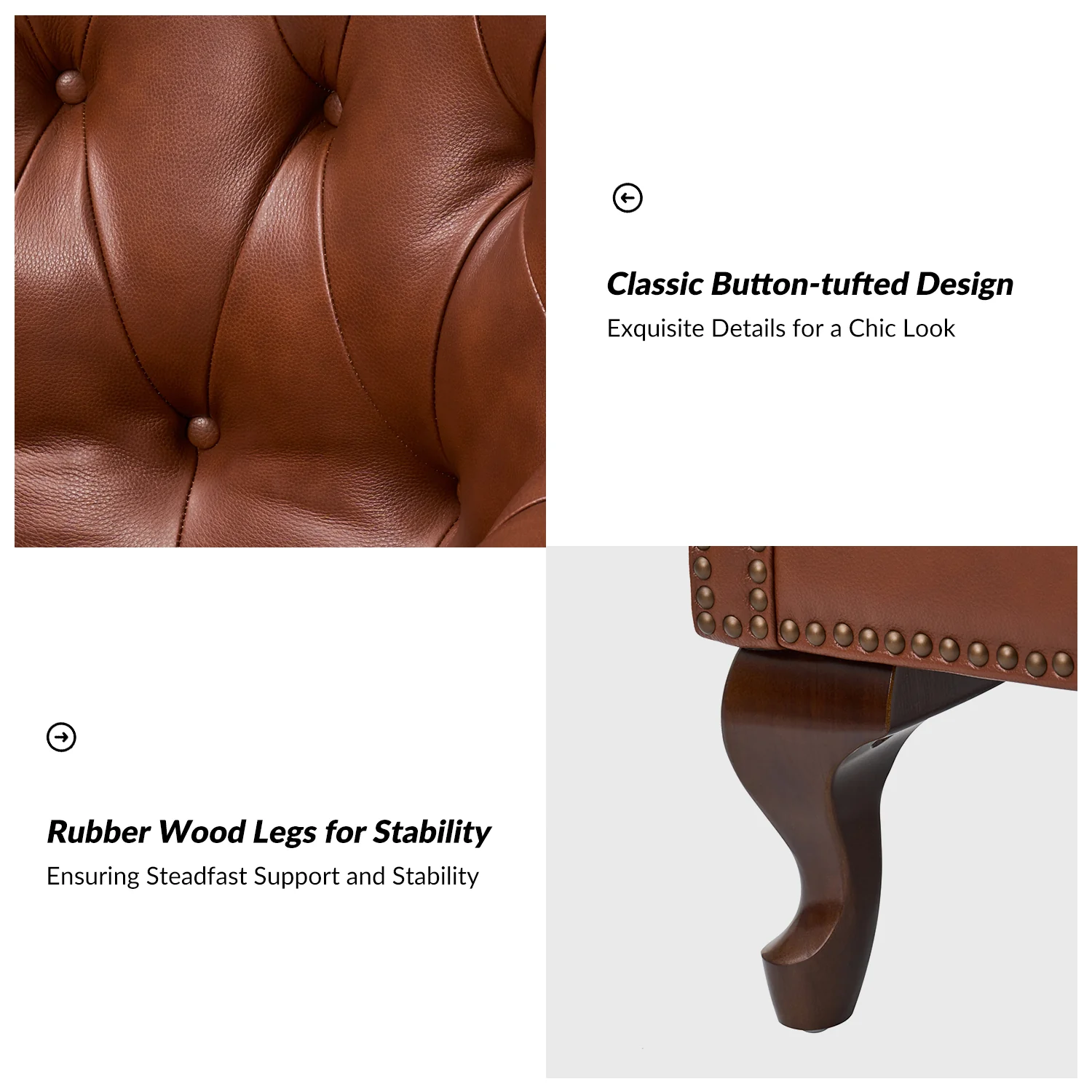 Anthony Genuine Leather Armchair in Brown