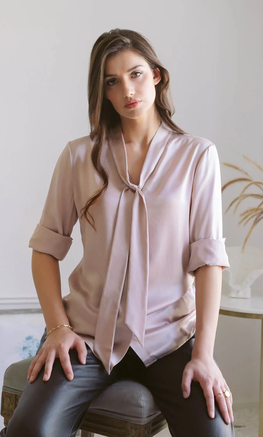 Vinci Silk Bow Blouse