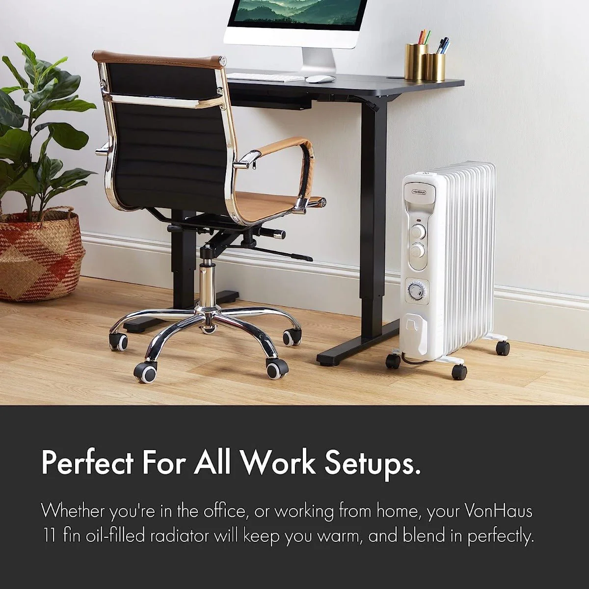 Vonhaus 220 volt 11 fin oil filled radiator heater white 2500 watts portable electric heater 220v 240 volts 2500887