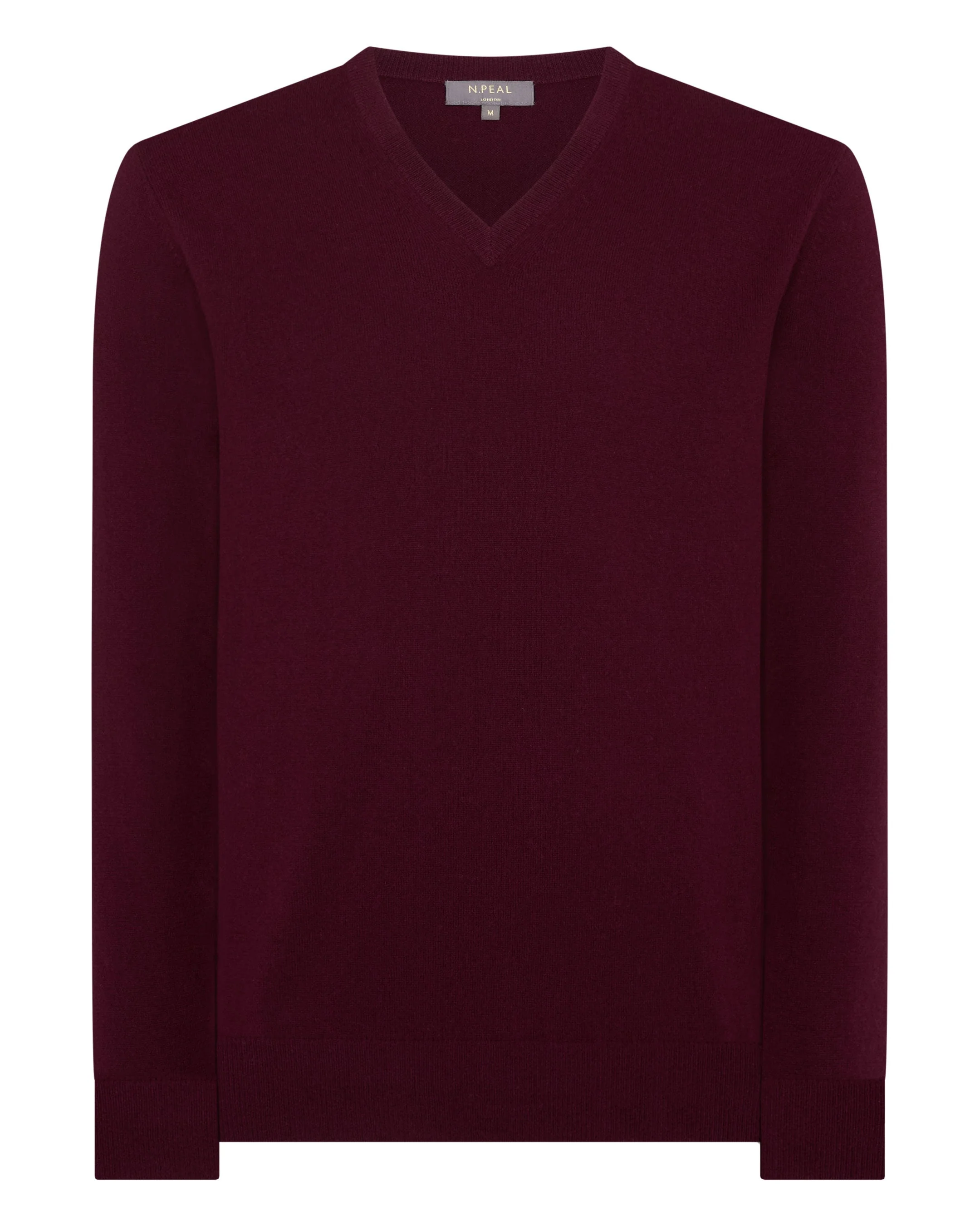 Men's Burlington V Neck Cashmere Sweater Bordeaux Red