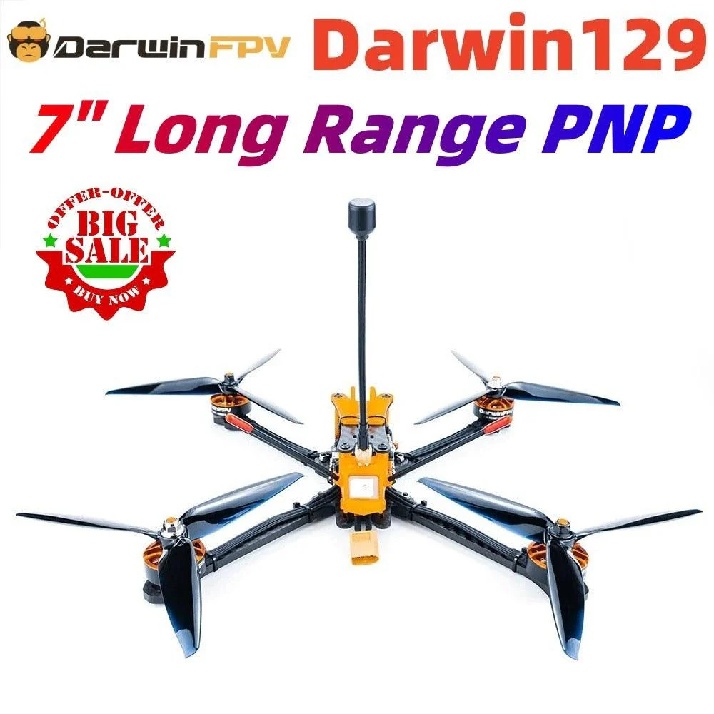 2023 New DarwinFPV Darwin 129 - 280mm 7Inch 3~5S FPV Racing Drone PNP Quadcopter F4 FC 50A 4in1 ESC VTX 1500TVL Camera 1800KV Motor