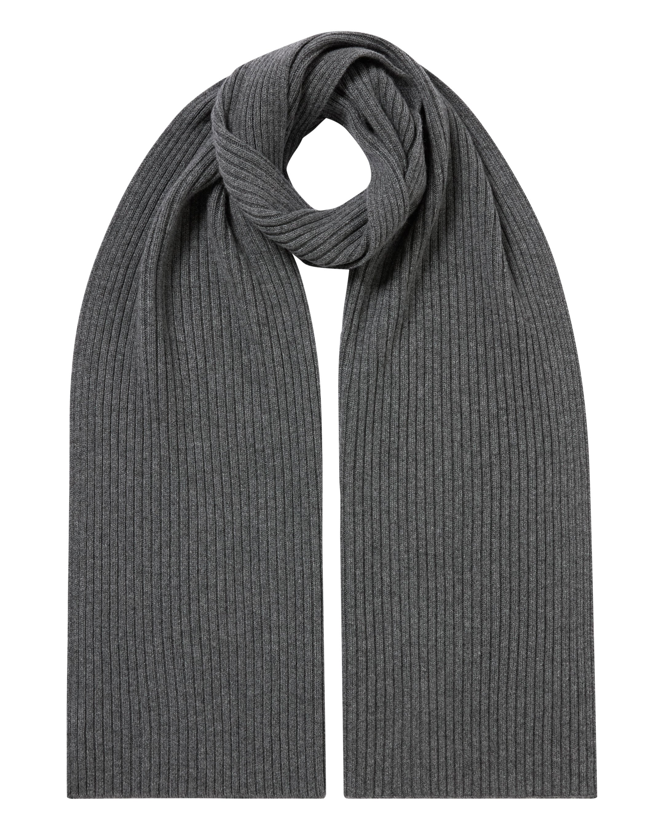 Unisex Short Ribbed Cashmere Scarf Elephant Grey