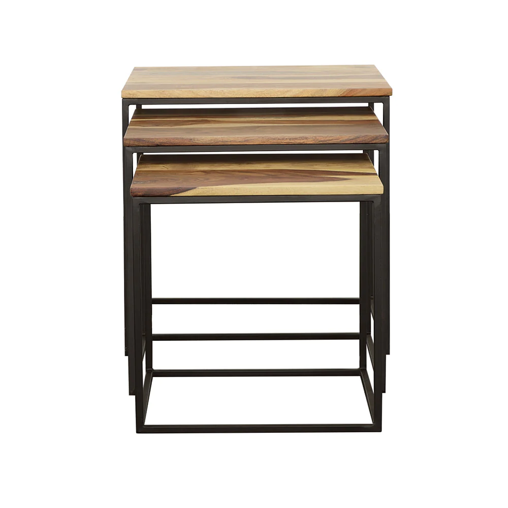 Belcourt  Square Nesting Tables Natural and Black
